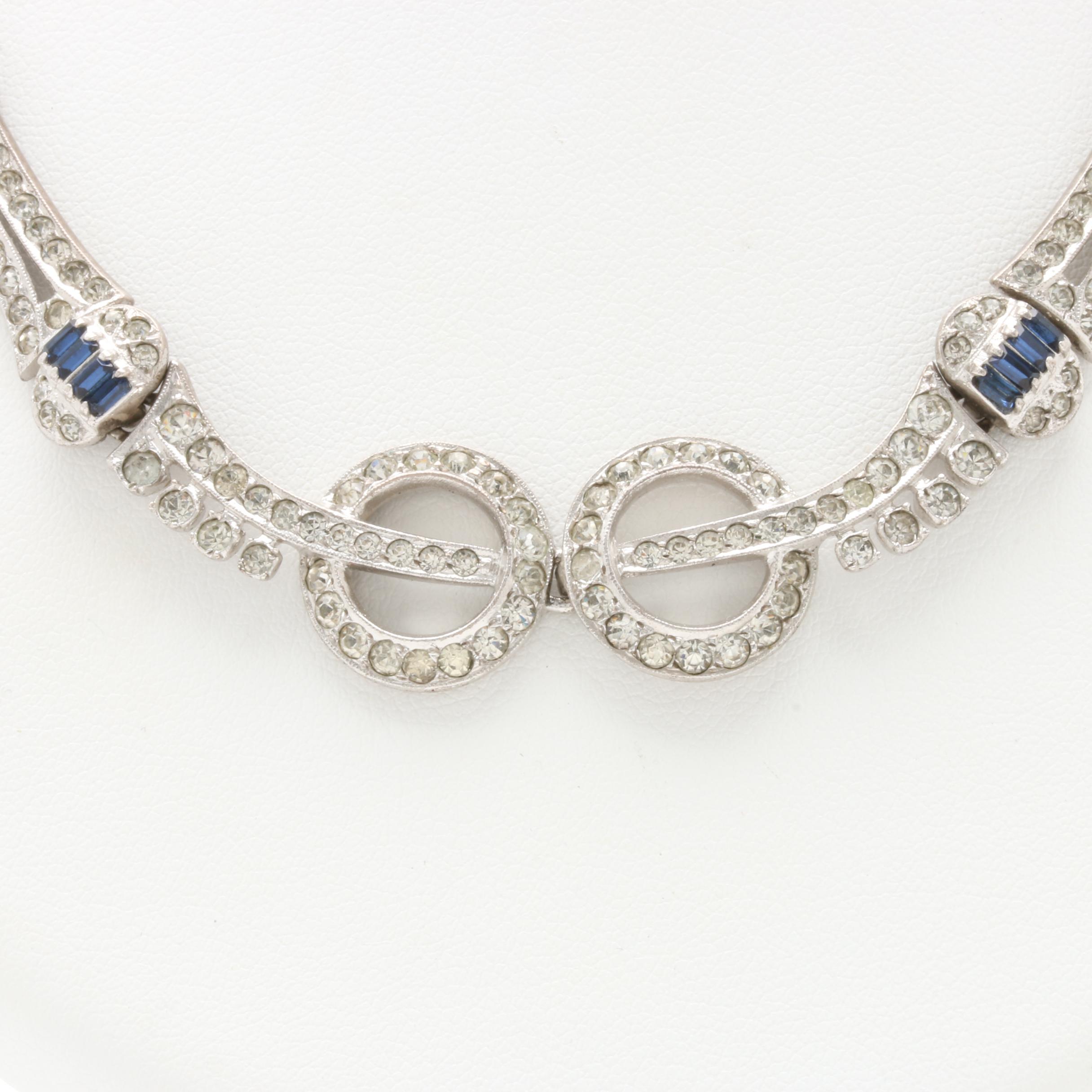 Otis Art Deco Sterling Silver Glass Paste Necklace