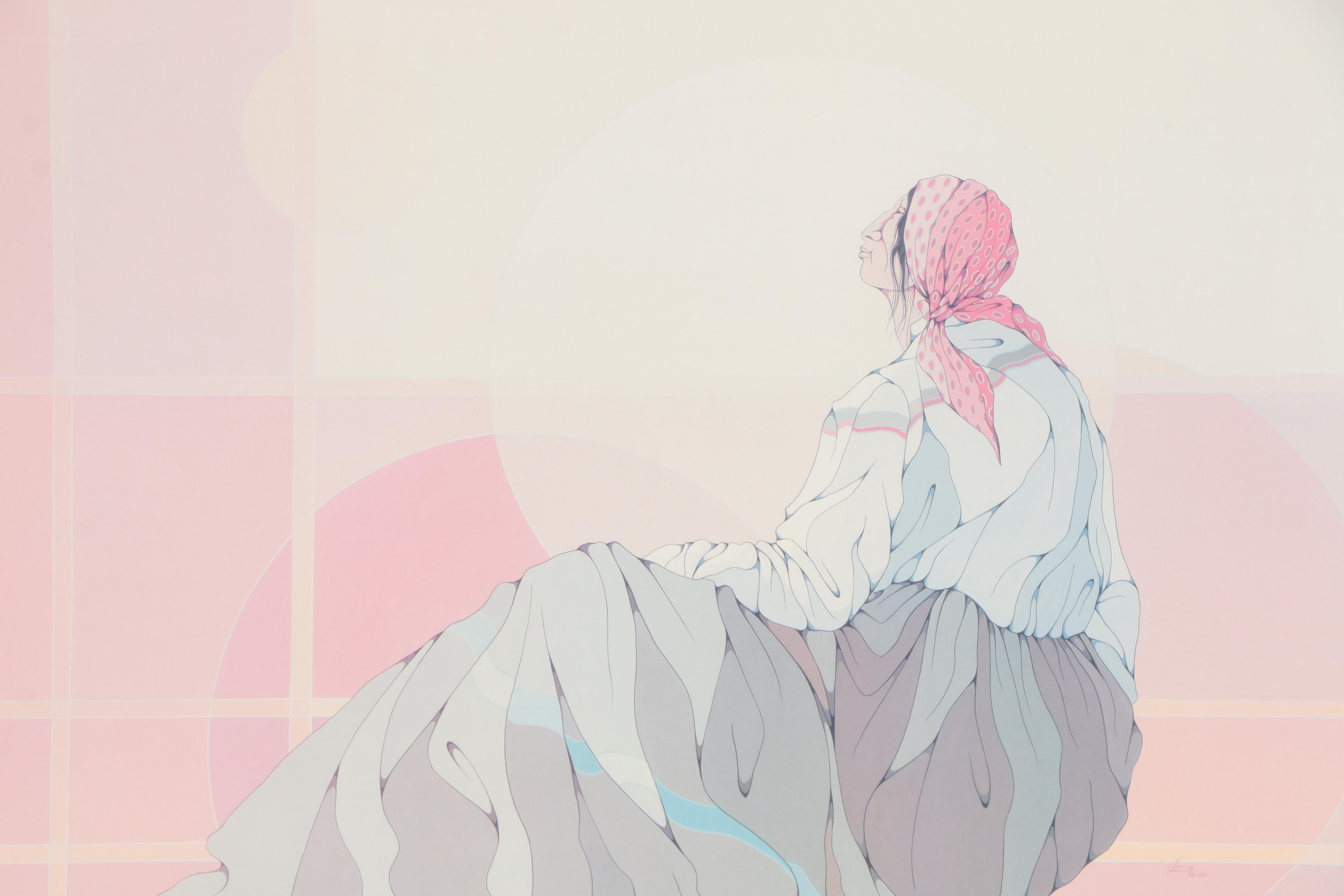 1986 Offset Lithograph After Diane O'Leary of Woman Sitting in Sunlight