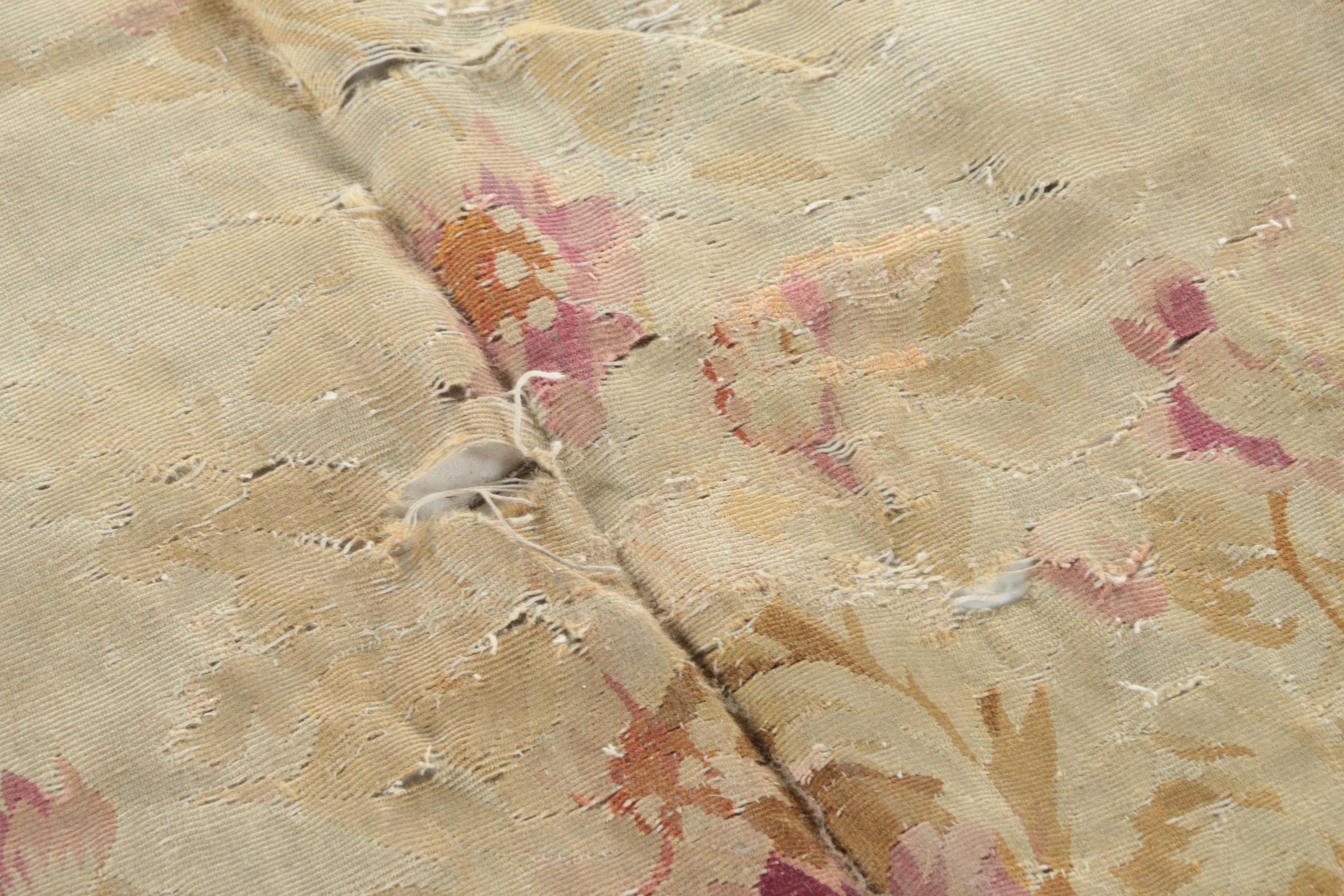 Vintage Tapestry Aubusson Style Wool Area Rug