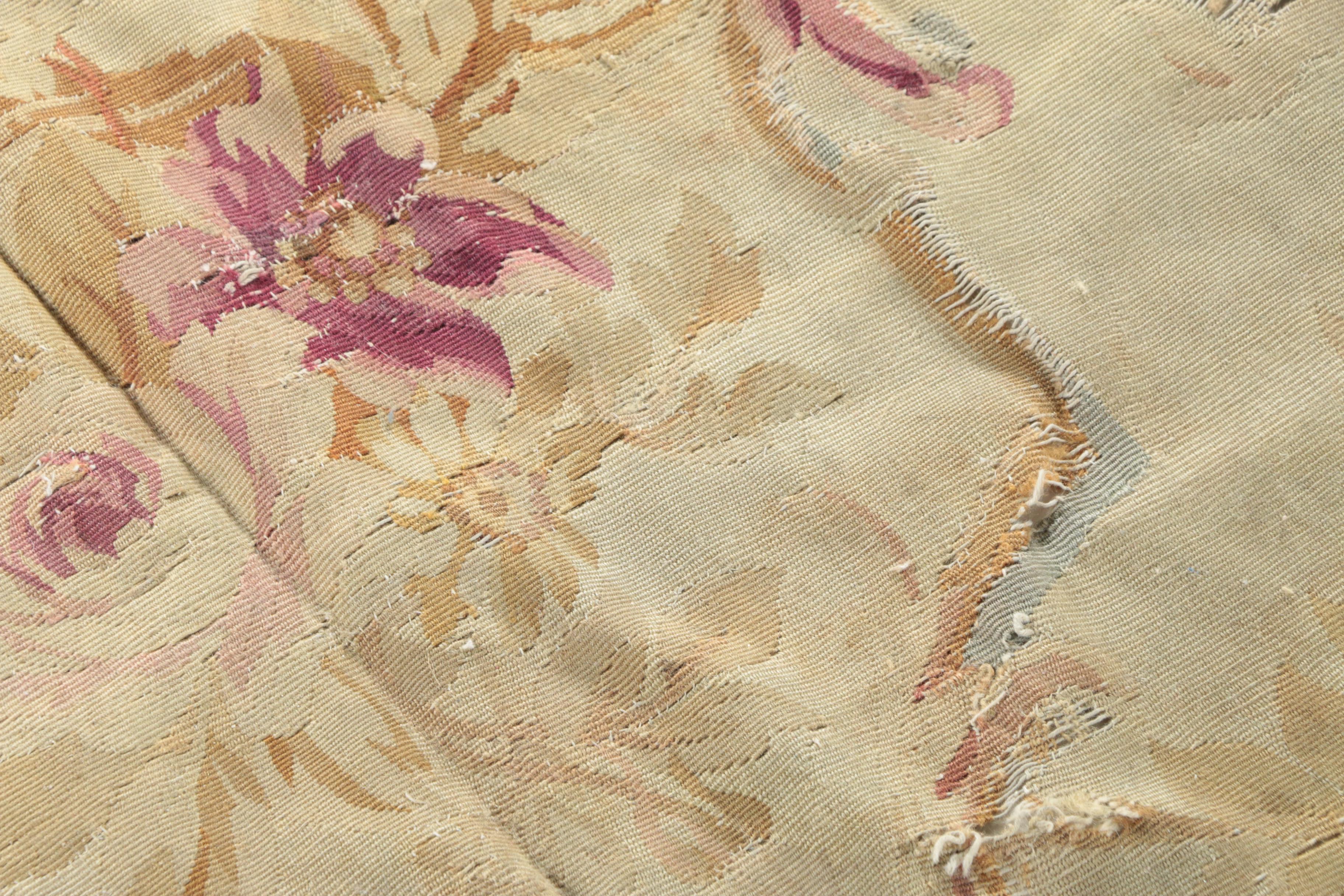 Vintage Tapestry Aubusson Style Wool Area Rug