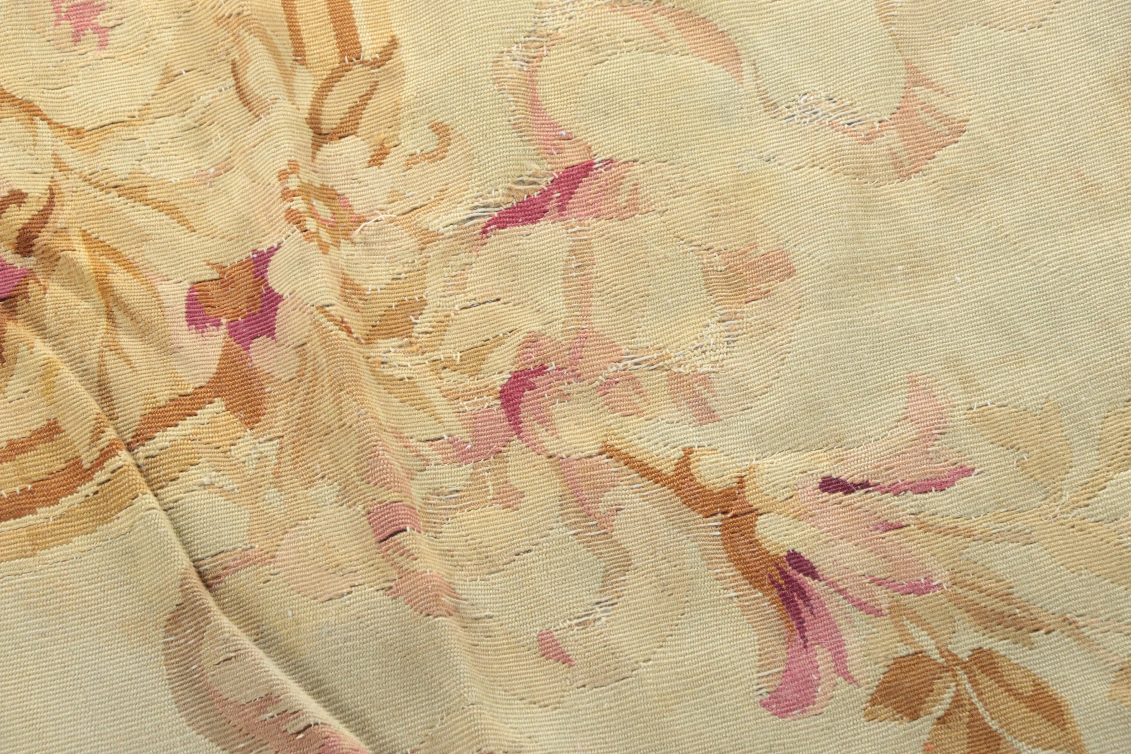 Vintage Tapestry Aubusson Style Wool Area Rug