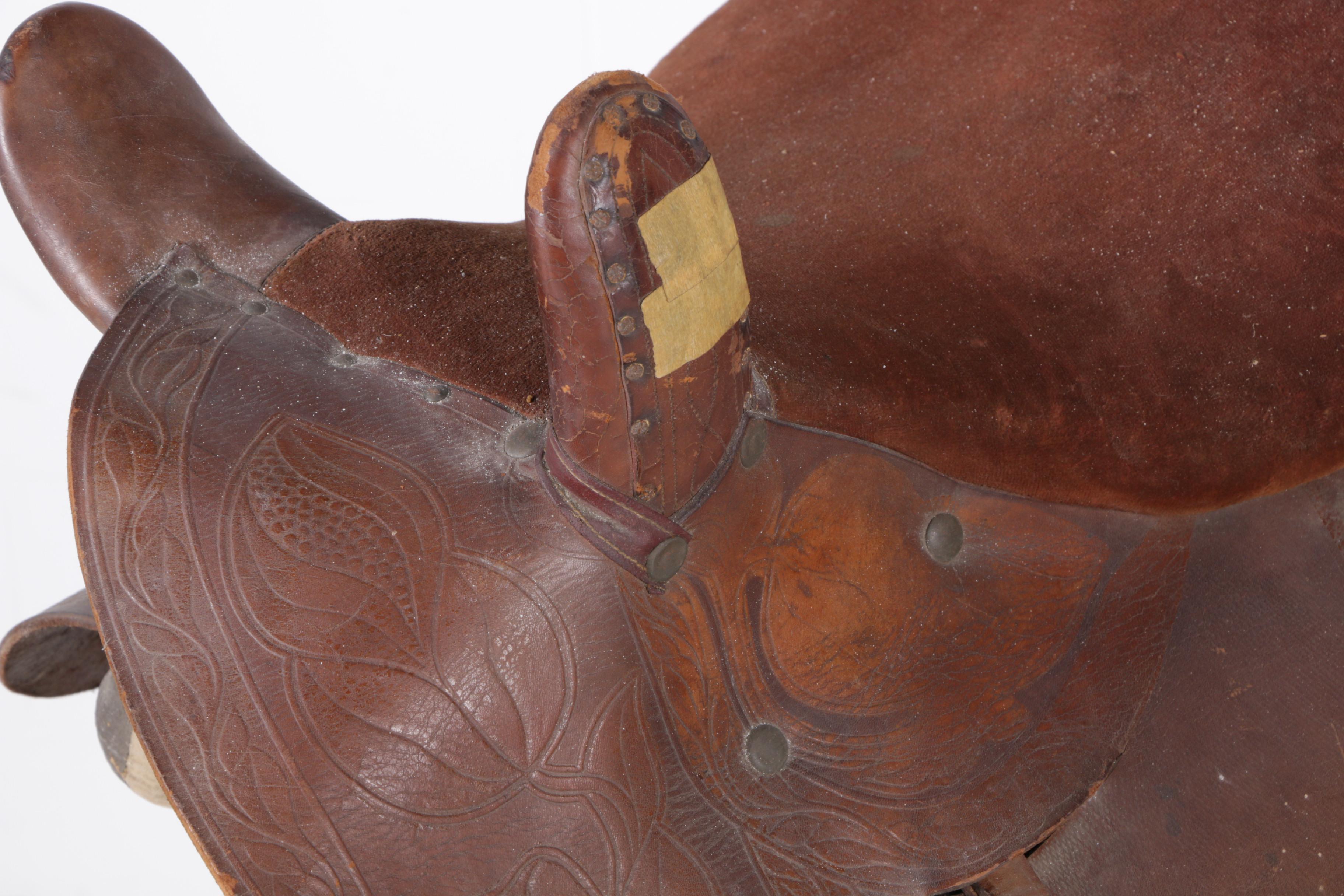 Vintage Brown Leather Side Saddle