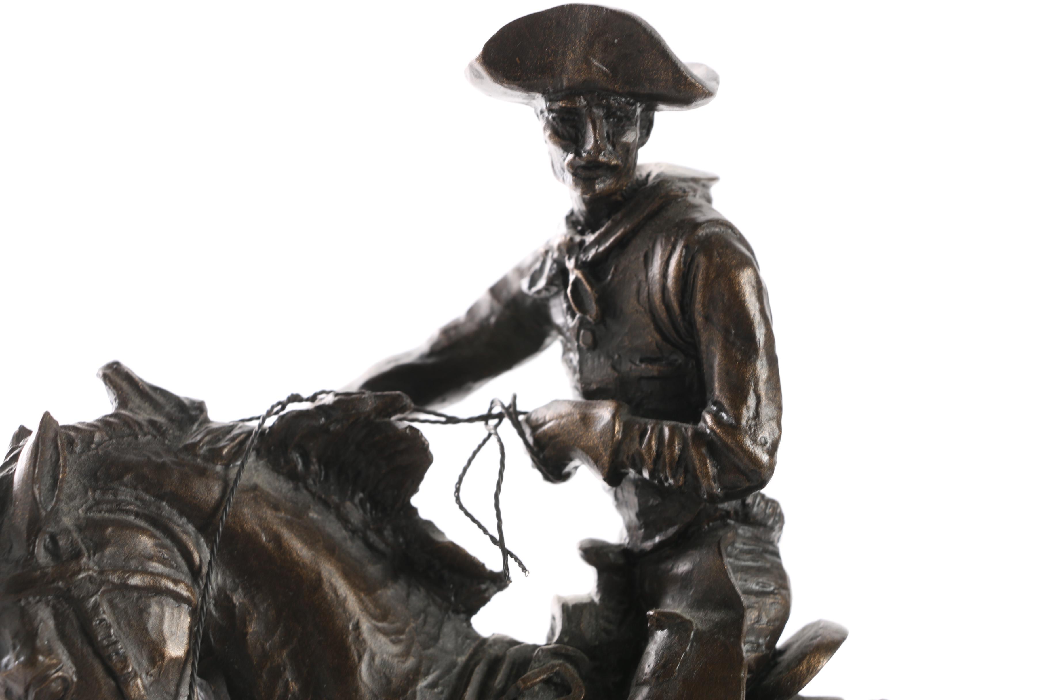 Base Metal Sculpture After Frederic Remington "The Cowboy"