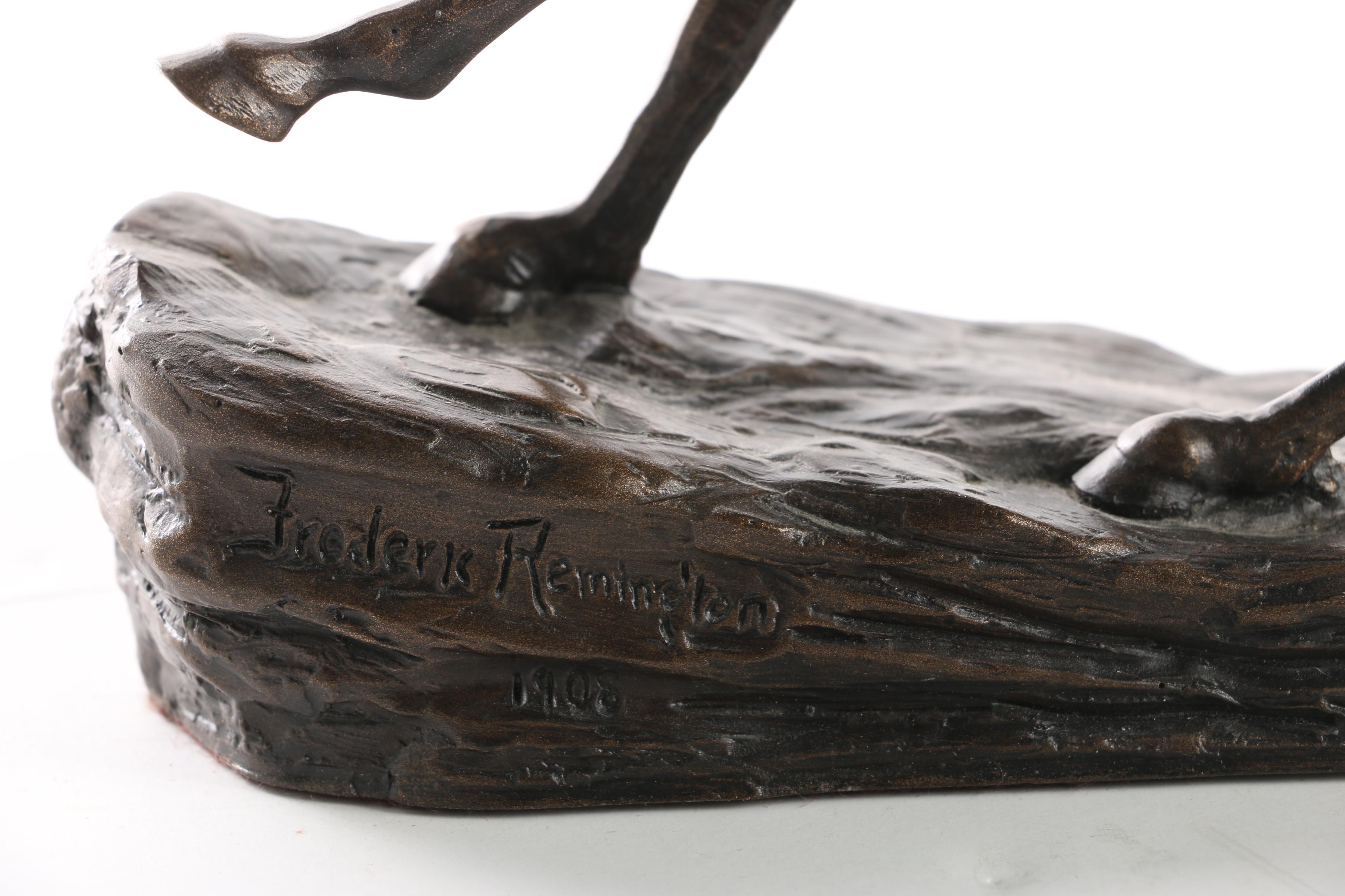 Base Metal Sculpture After Frederic Remington "The Cowboy"