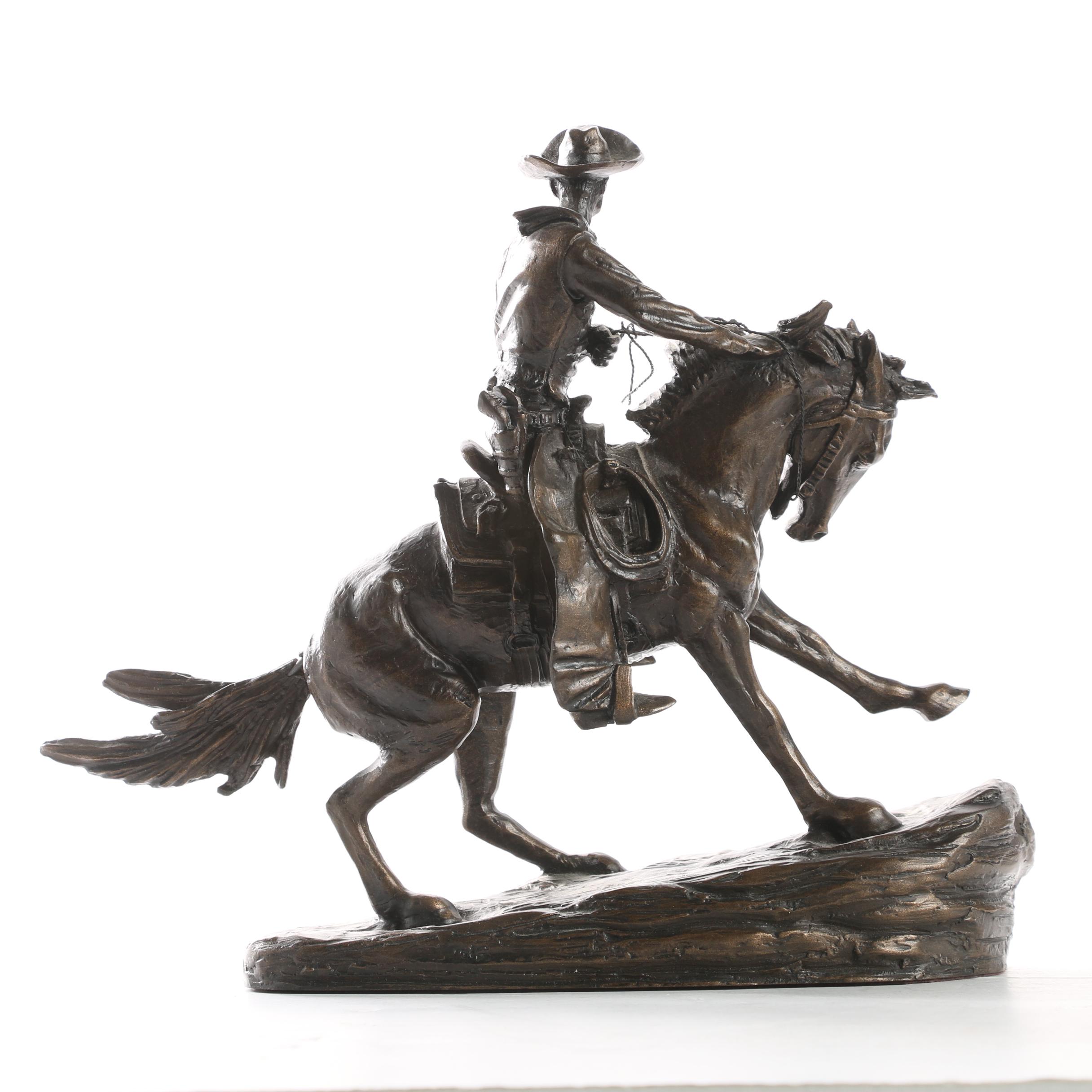 Base Metal Sculpture After Frederic Remington "The Cowboy"