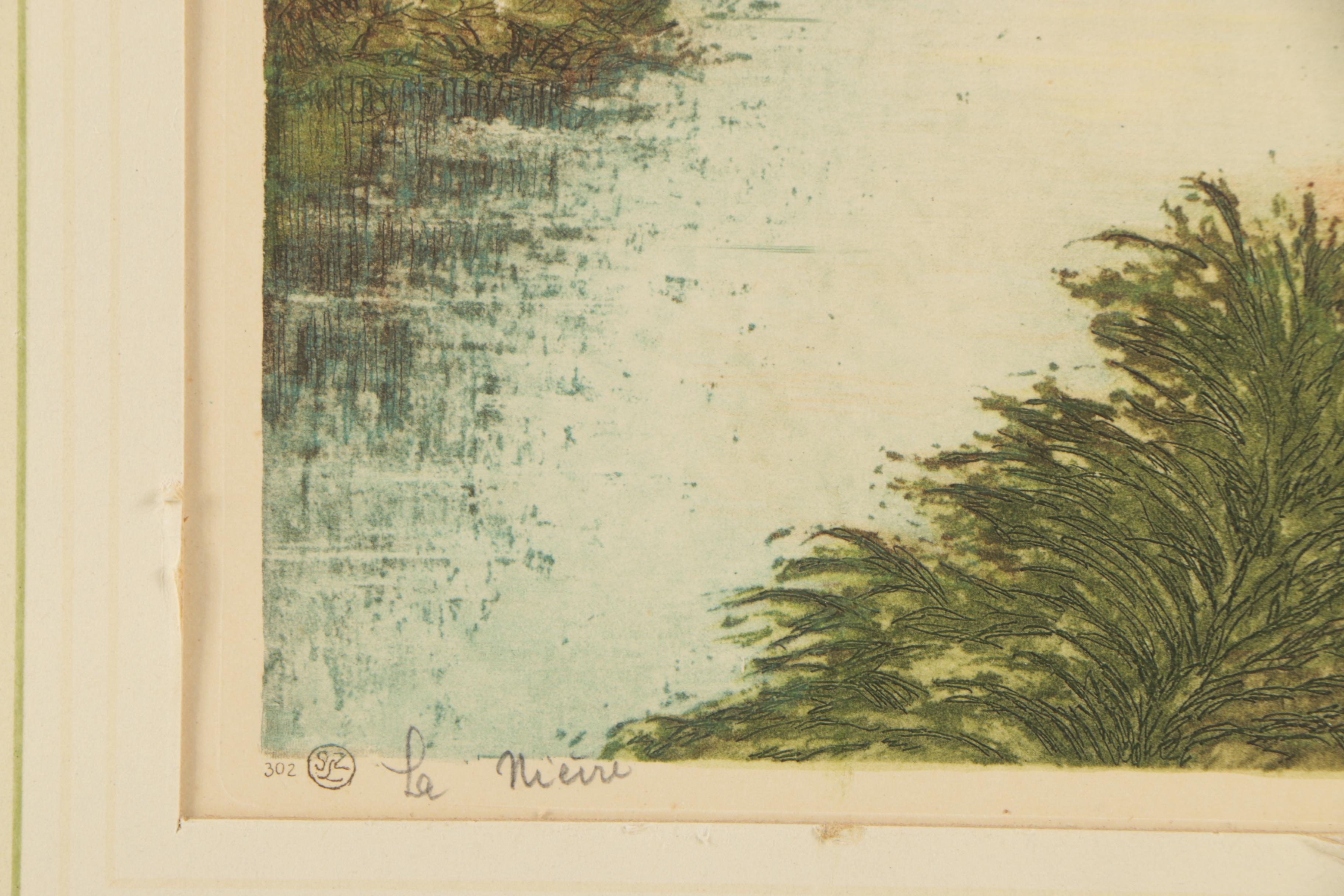 Paris Etching Society Circa 1930s Pierre Color Etching "La Nièvre"