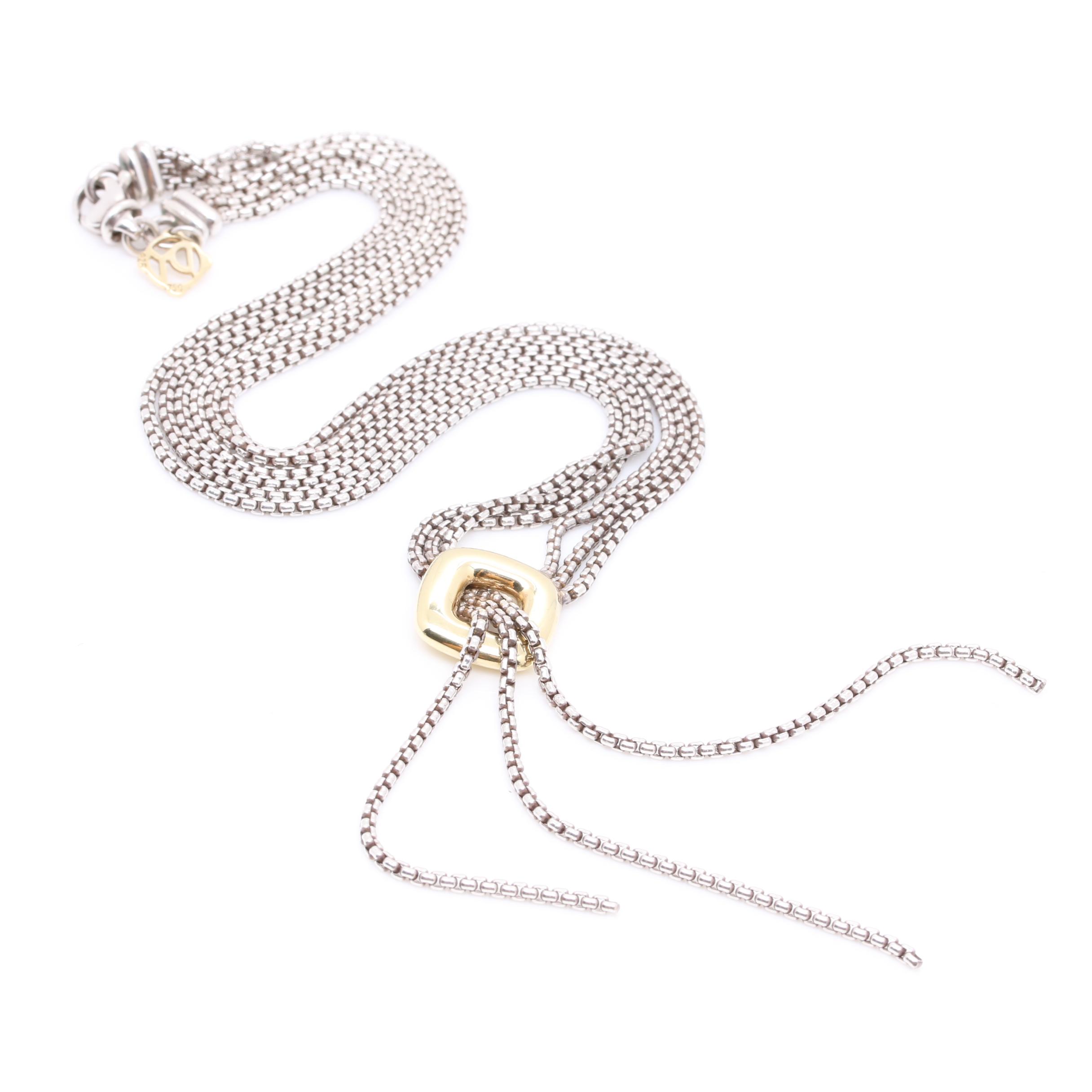 David Yurman Sterling Silver and 18K Yellow Gold Necklace