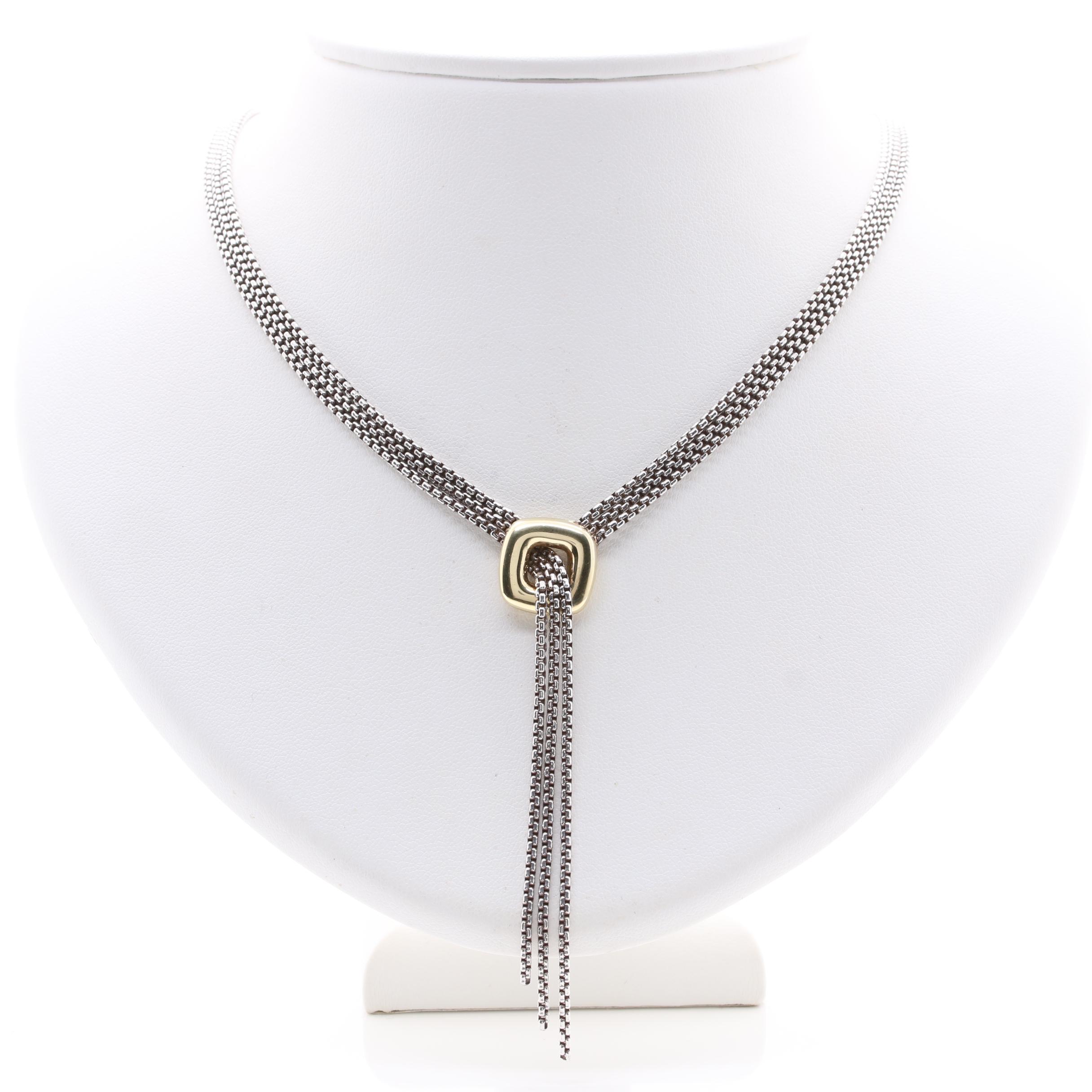 David Yurman Sterling Silver and 18K Yellow Gold Necklace