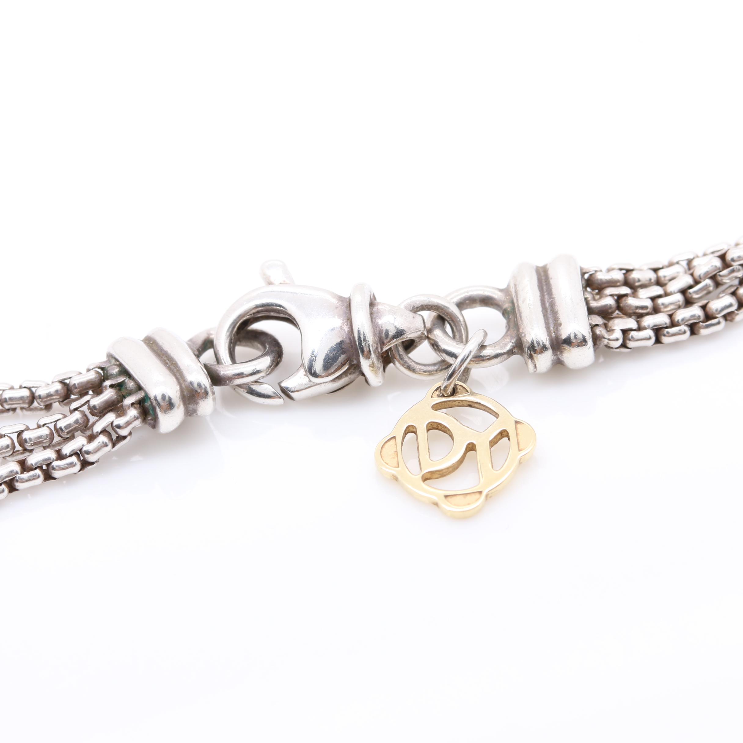 David Yurman Sterling Silver and 18K Yellow Gold Necklace