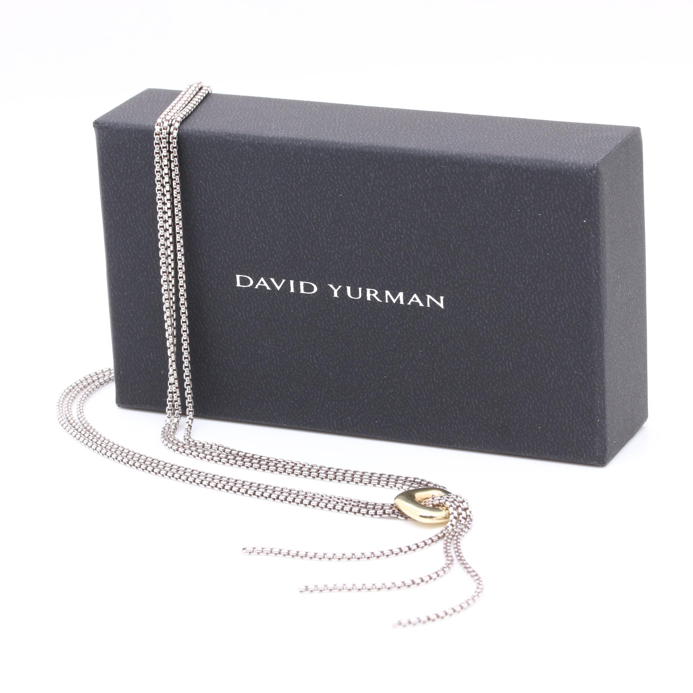 David Yurman Sterling Silver and 18K Yellow Gold Necklace