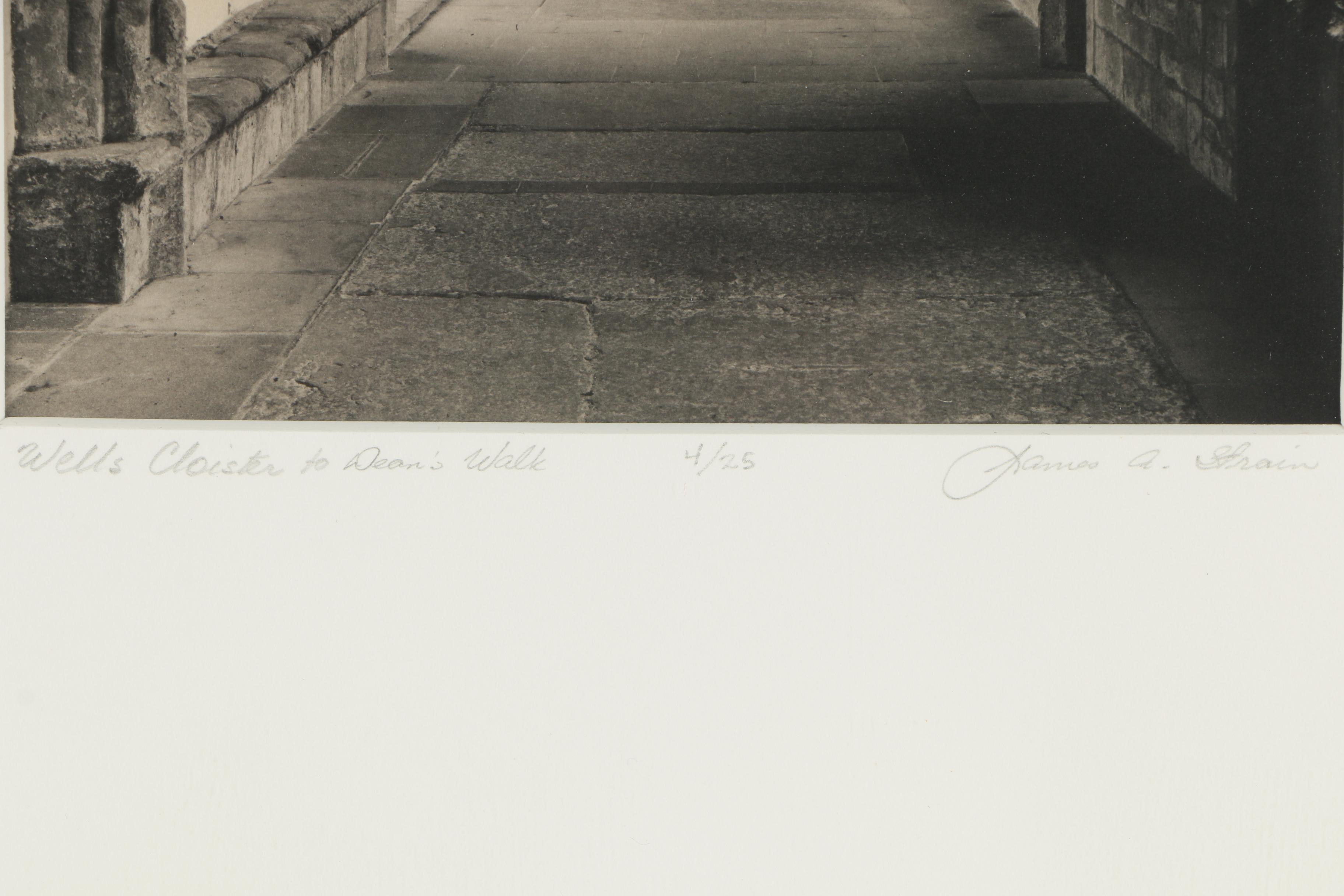 James A. Strain Lithograph "Wells Cloister to Dean's Walk"