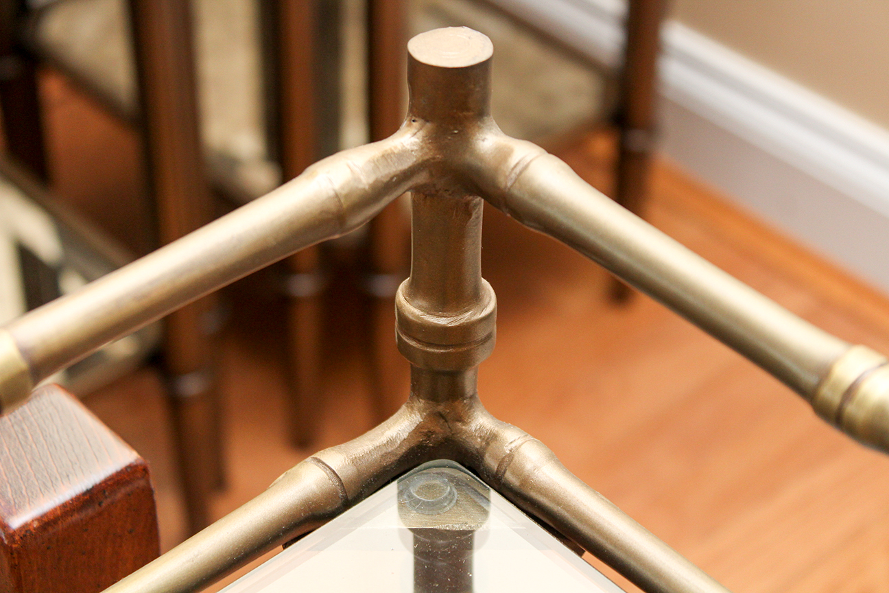 Brass and Glass Bamboo Style Rolling Bar Cart