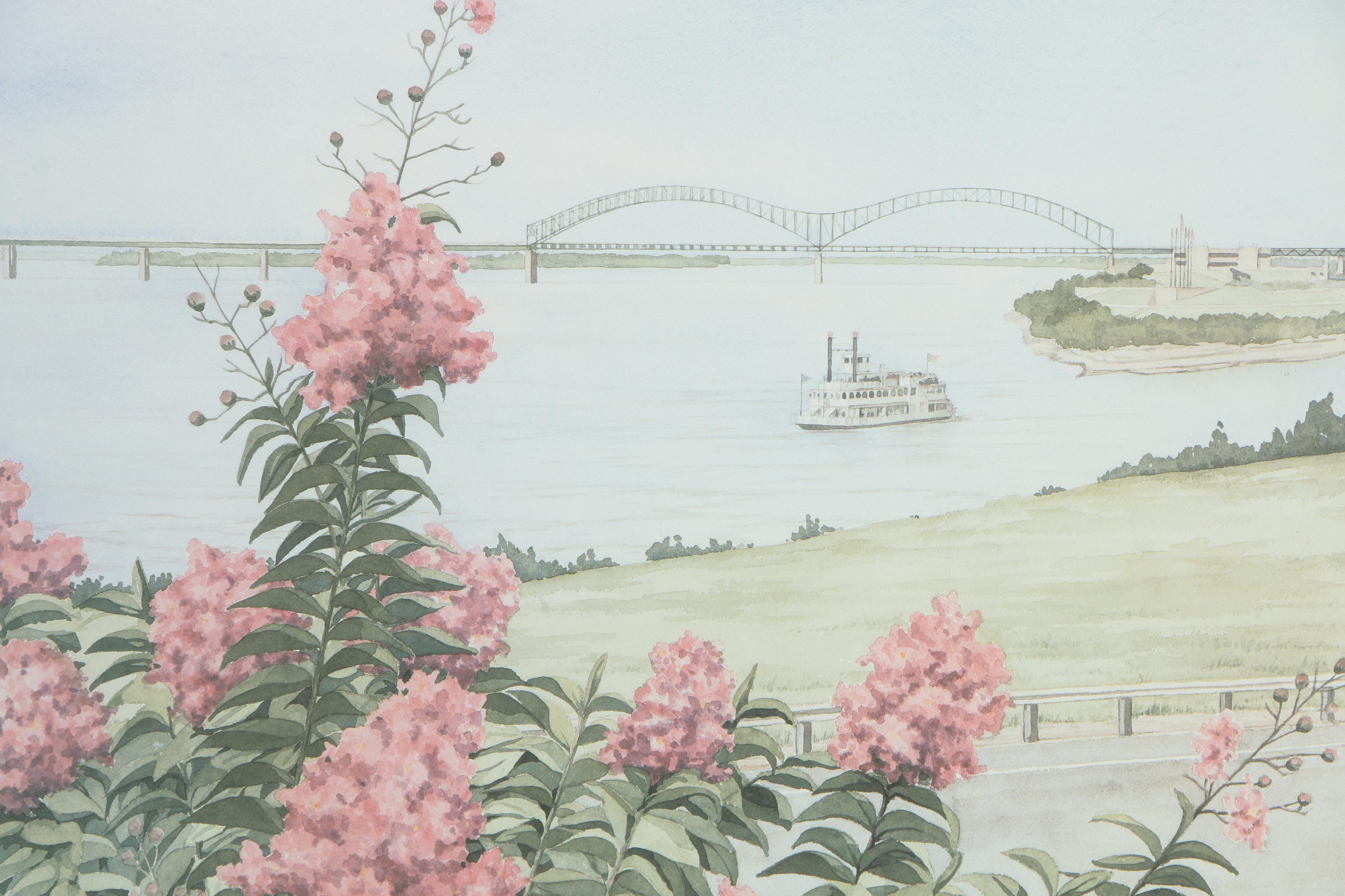 Memphis T. Mississippi Offset Lithograph "Leaving Out On an Afternoon Cruise"