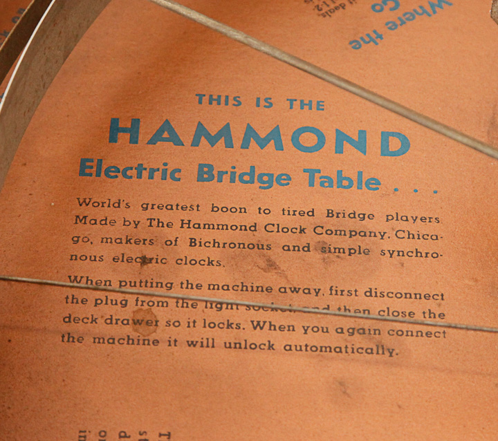 Vintage Electric Hammond Bridge Table
