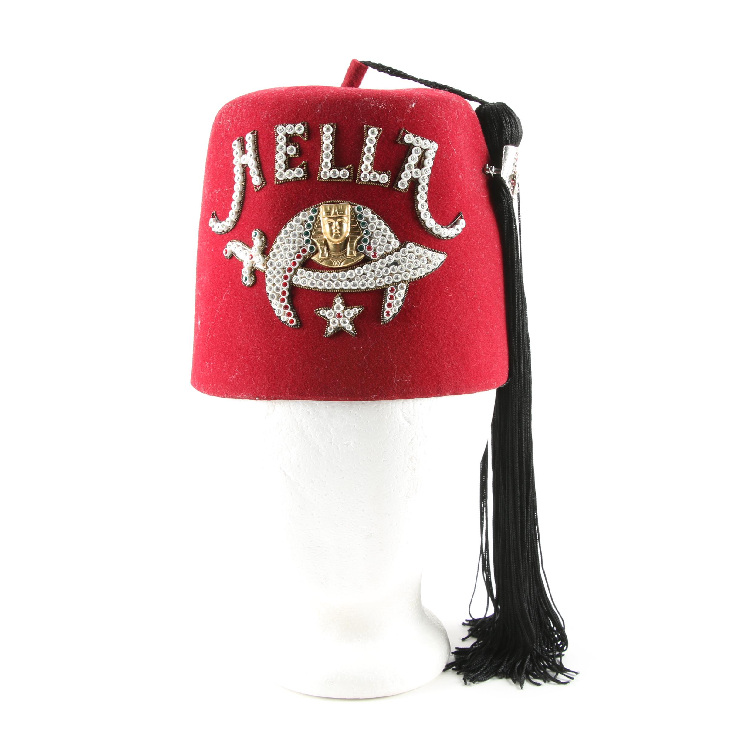 Vintage Embellished Masonic Fez with Tassel