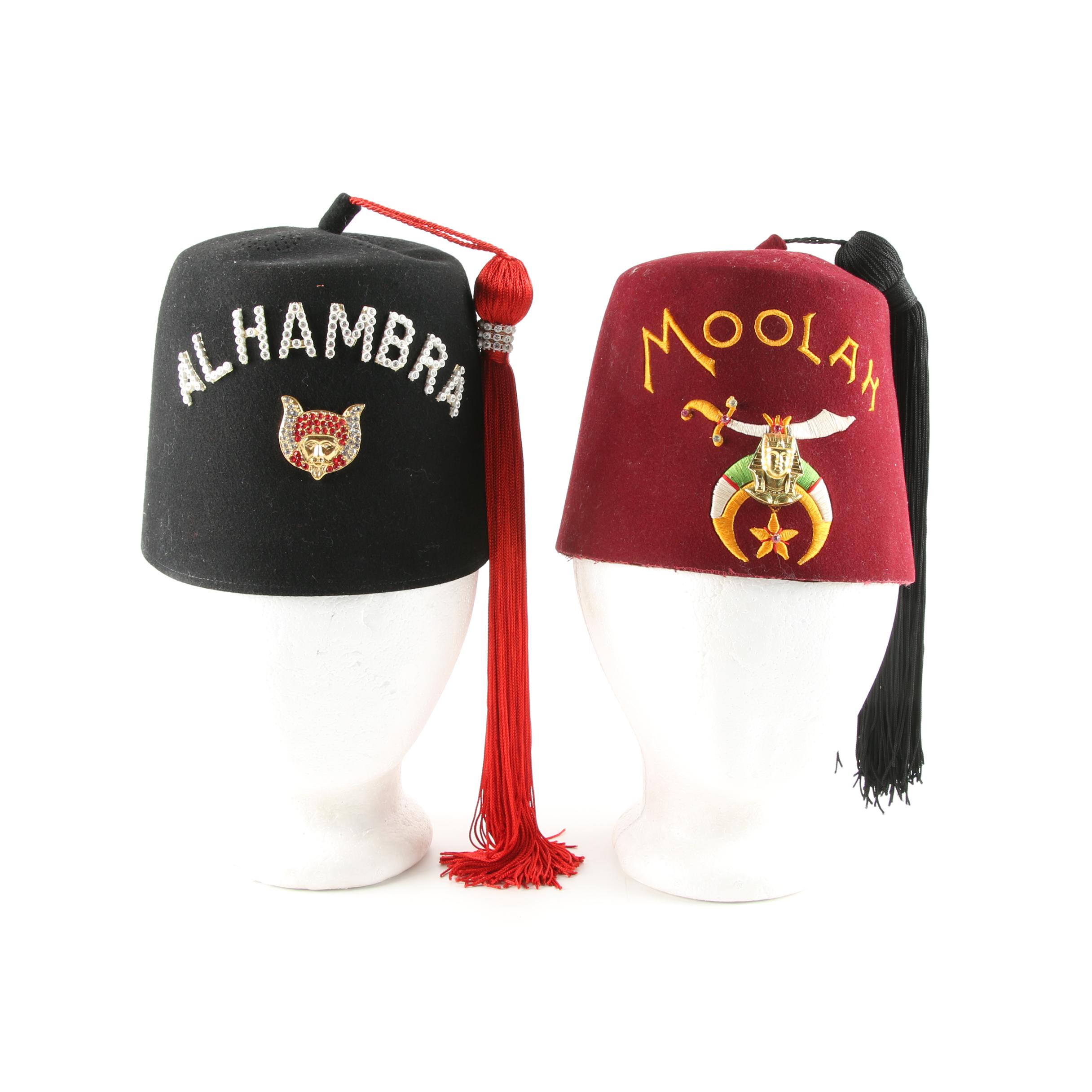 Men's Embellished and Embroidered Masonic Fez Hats
