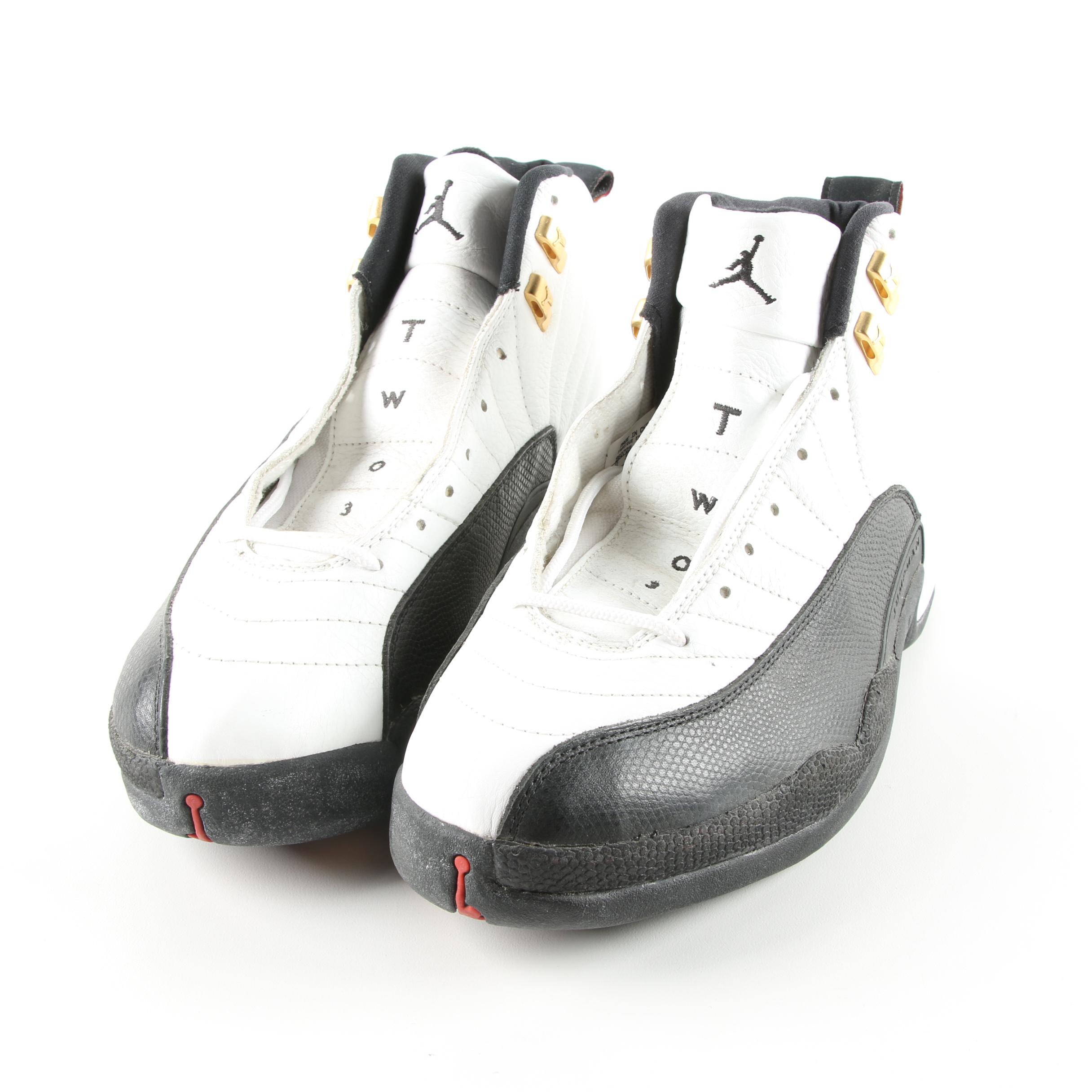 Nike Air Jordan XII Taxi White and Black Basketball Sneakers