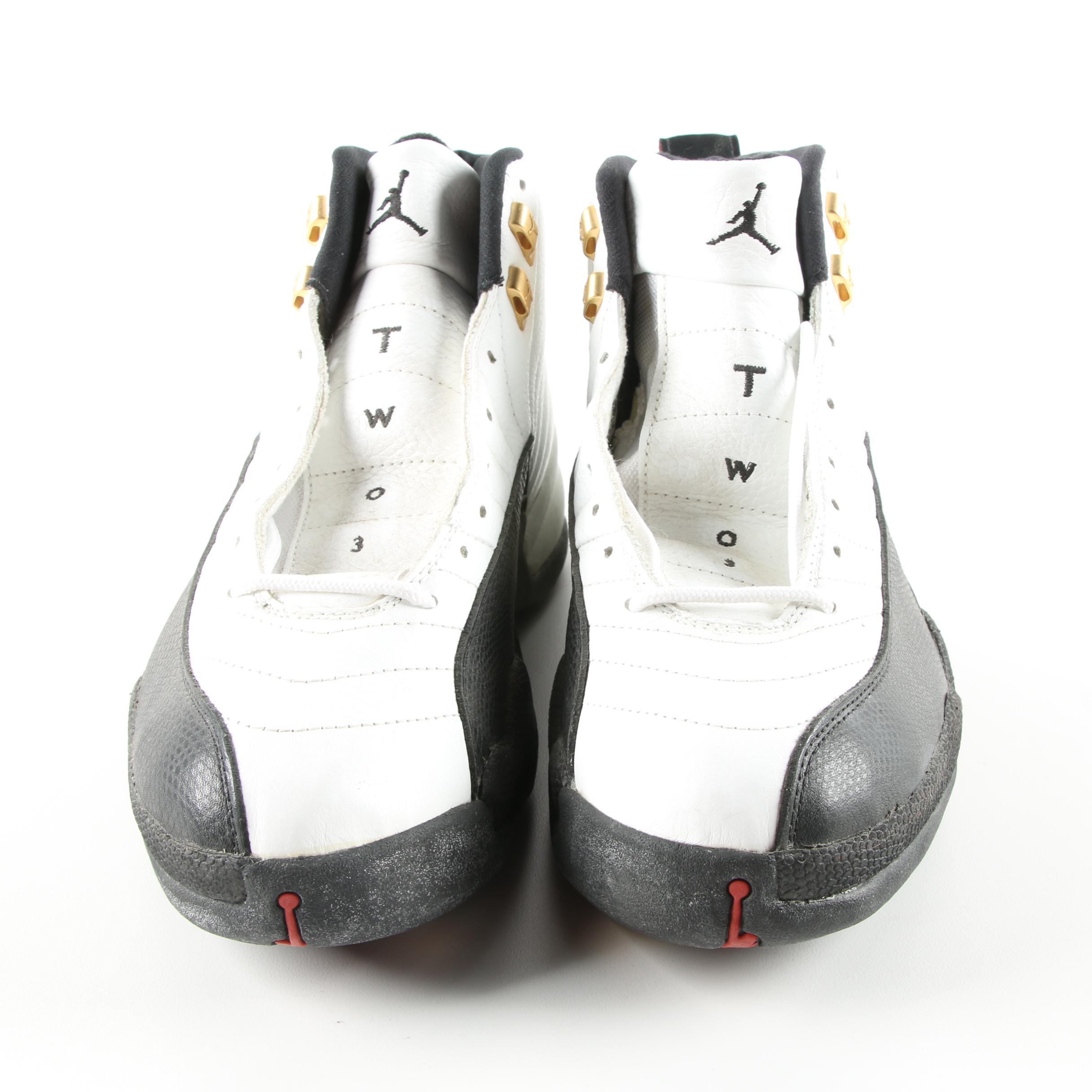 Nike Air Jordan XII Taxi White and Black Basketball Sneakers