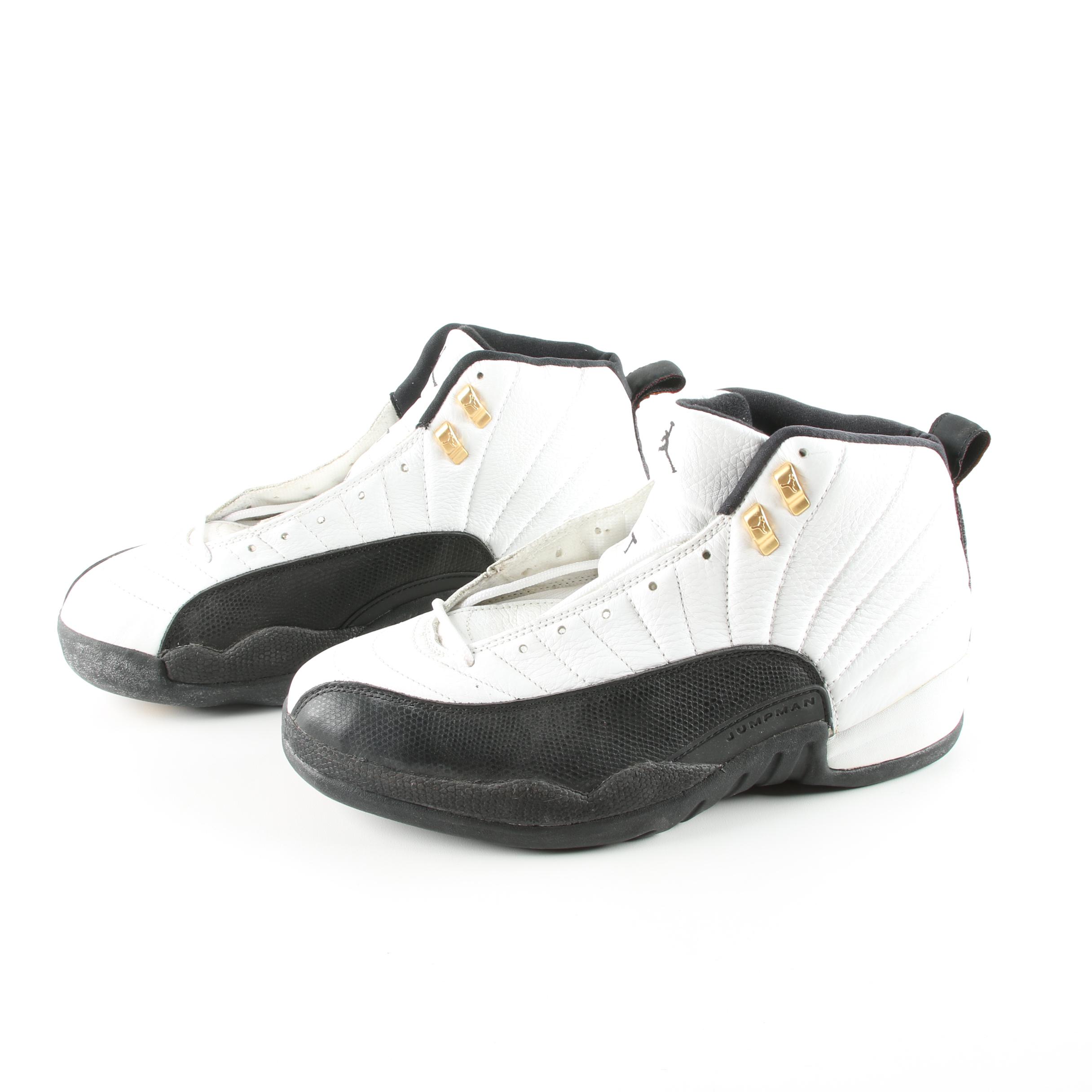 Nike Air Jordan XII Taxi White and Black Basketball Sneakers