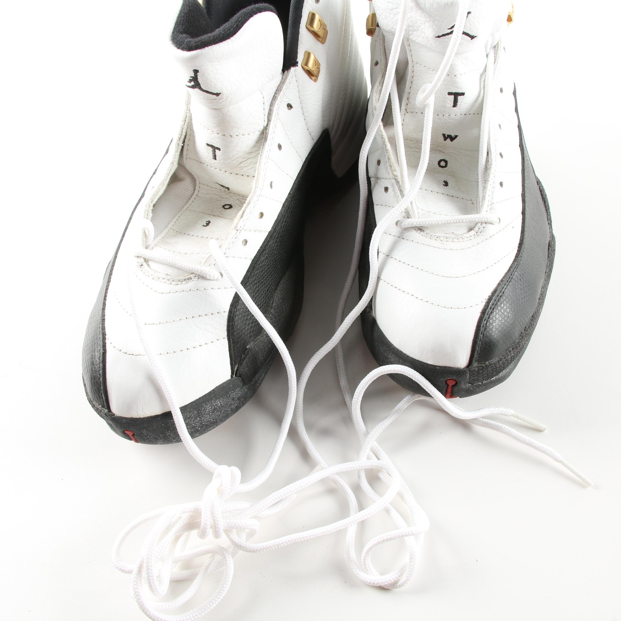 Nike Air Jordan XII Taxi White and Black Basketball Sneakers