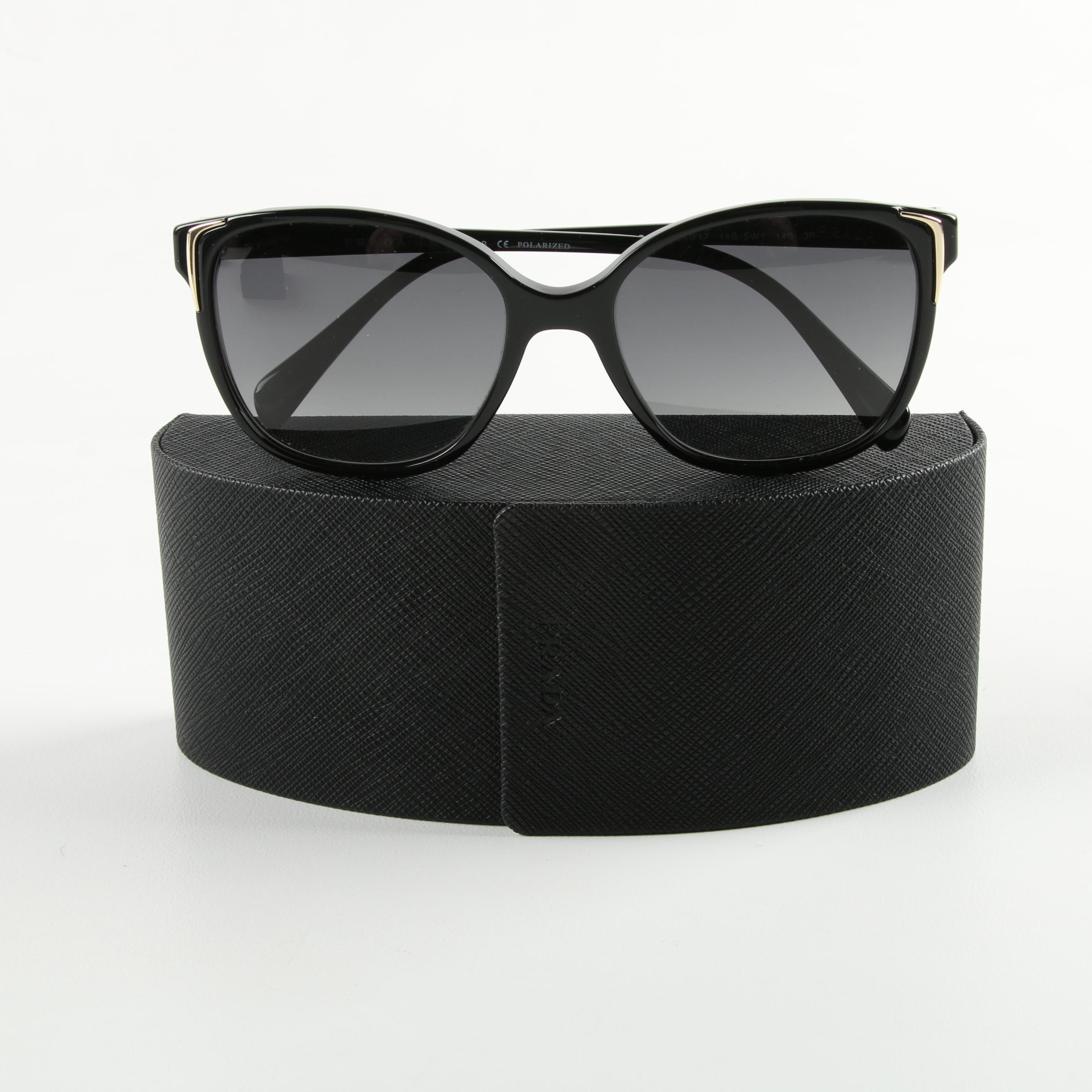 Prada SP010 Black Modified Cat Eye Sunglasses