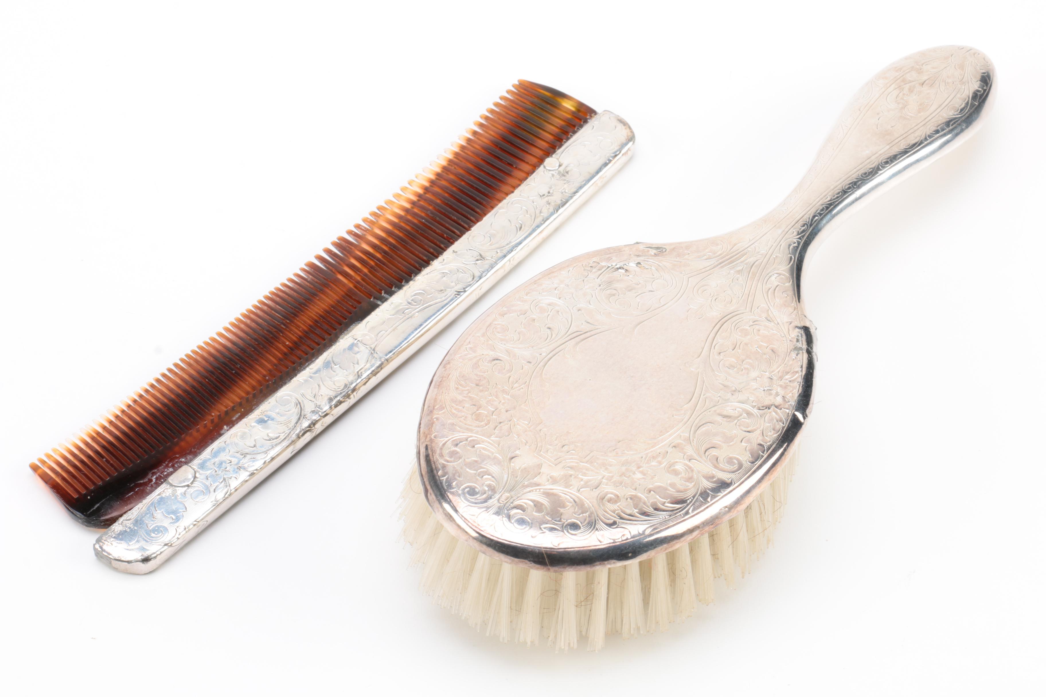 Homan Mfg. Co. Chased Silver Plate Vanity Accessory Set