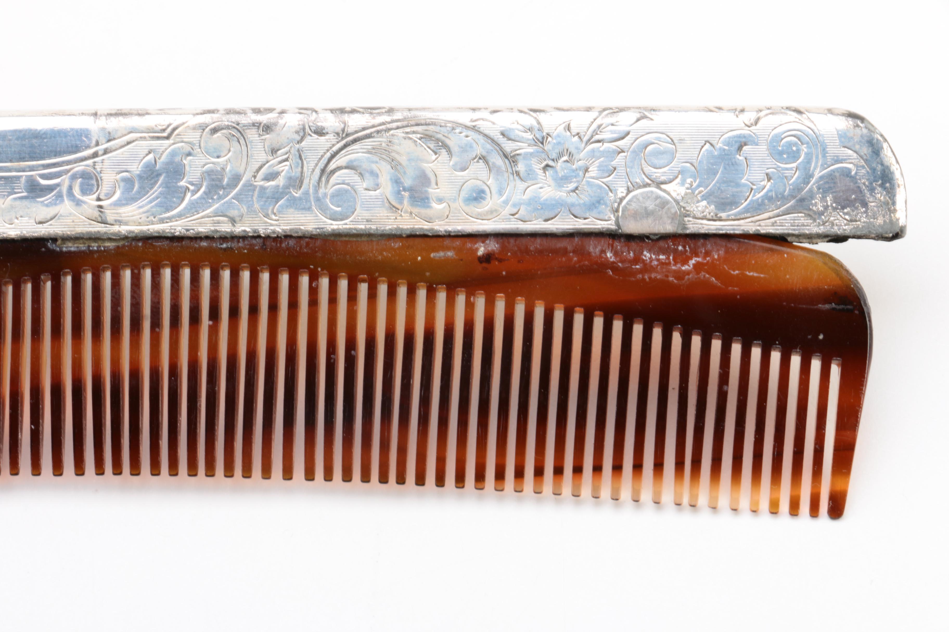 Homan Mfg. Co. Chased Silver Plate Vanity Accessory Set