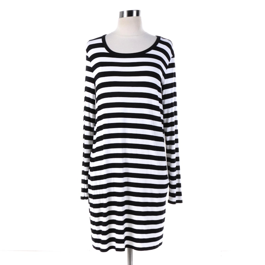 Women's Michael Michael Kors Black and White Striped Shirt Dress