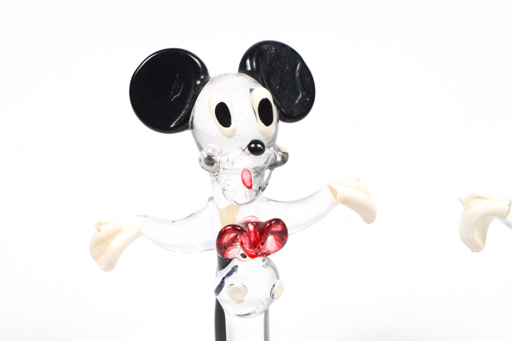 Vintage Blown Glass Mickey and Minnie Mouse Figurines