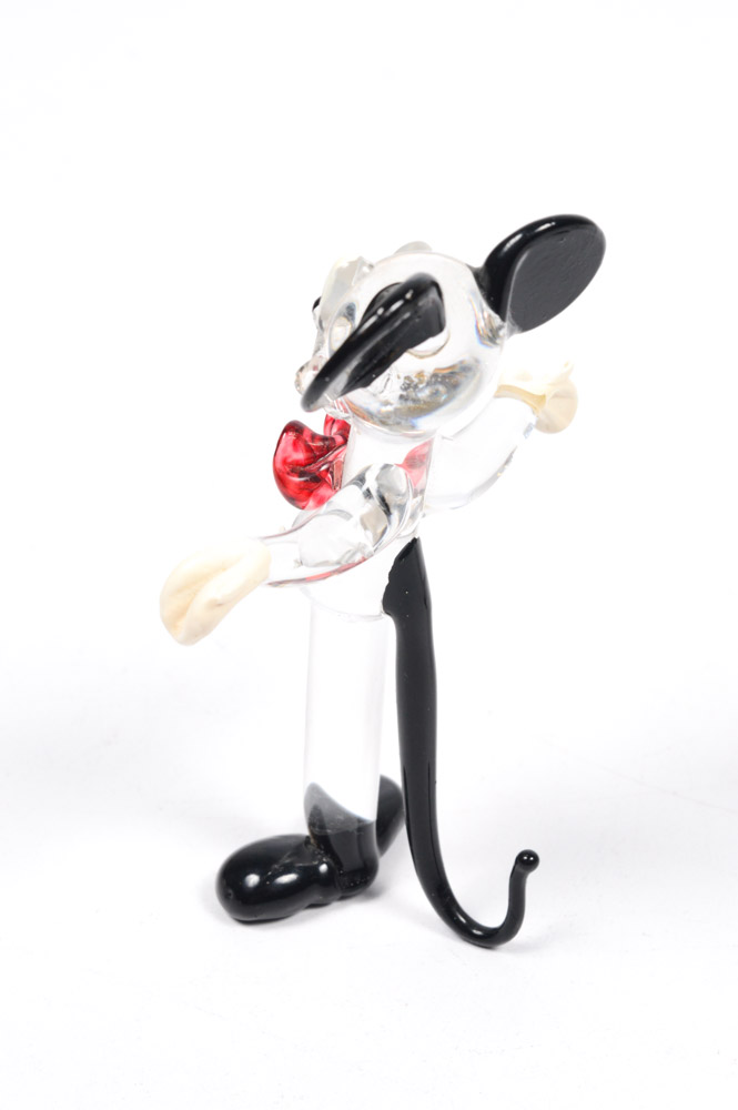Vintage Blown Glass Mickey and Minnie Mouse Figurines