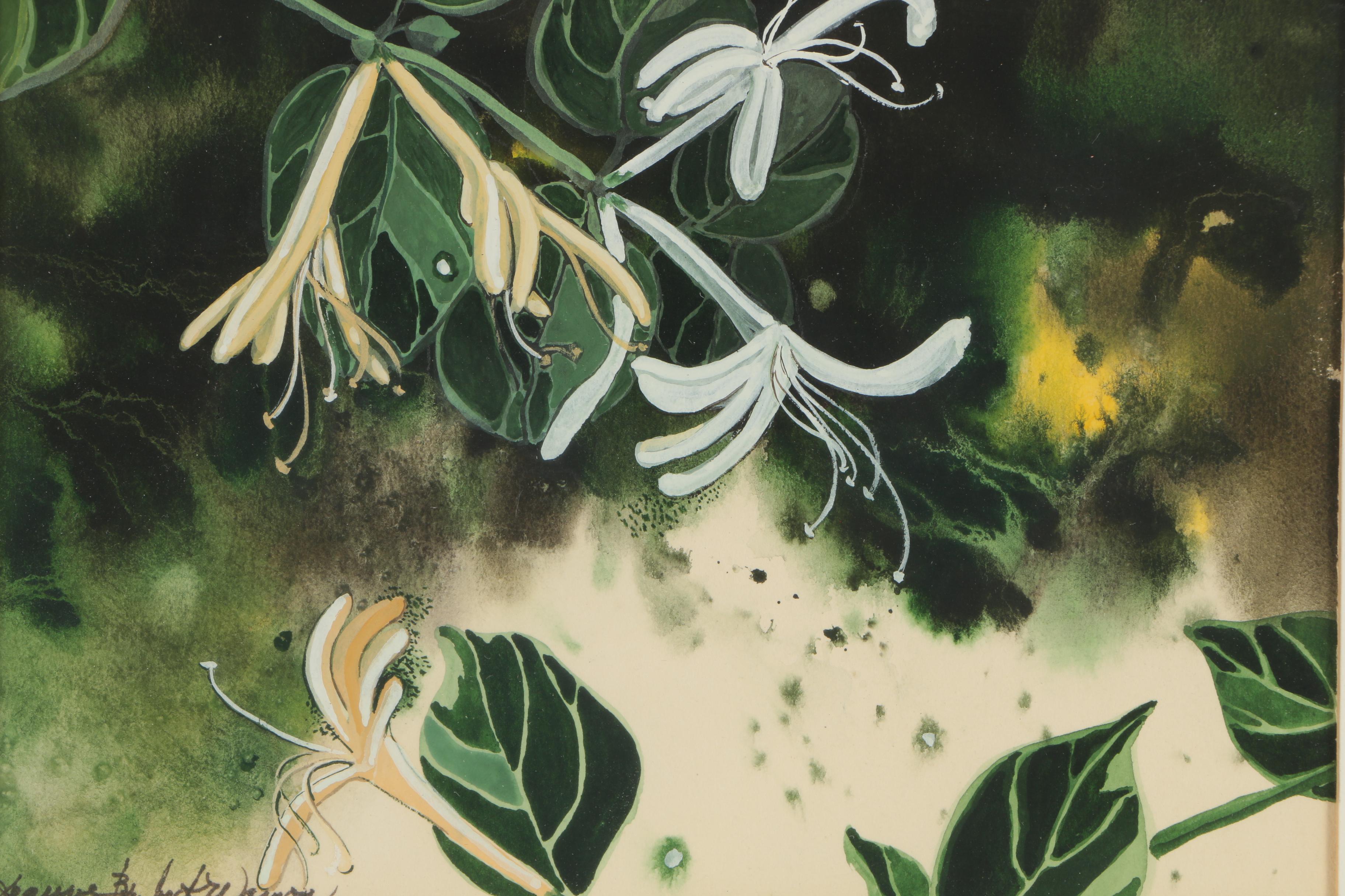 Jeanne Brubeck Wasson Watercolor and Gouache Painting "Honeysuckle"