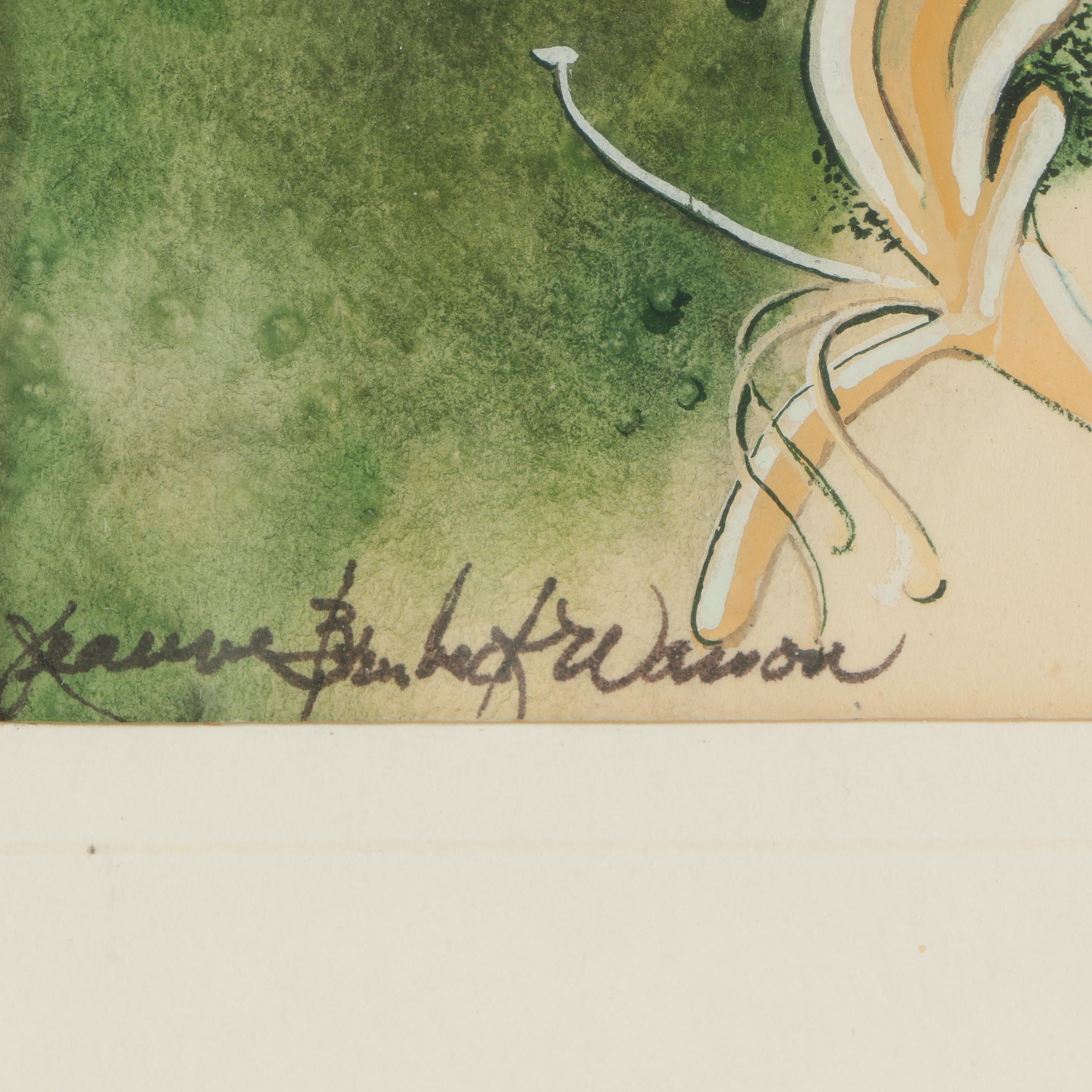 Jeanne Brubeck Wasson Watercolor and Gouache Painting "Honeysuckle"
