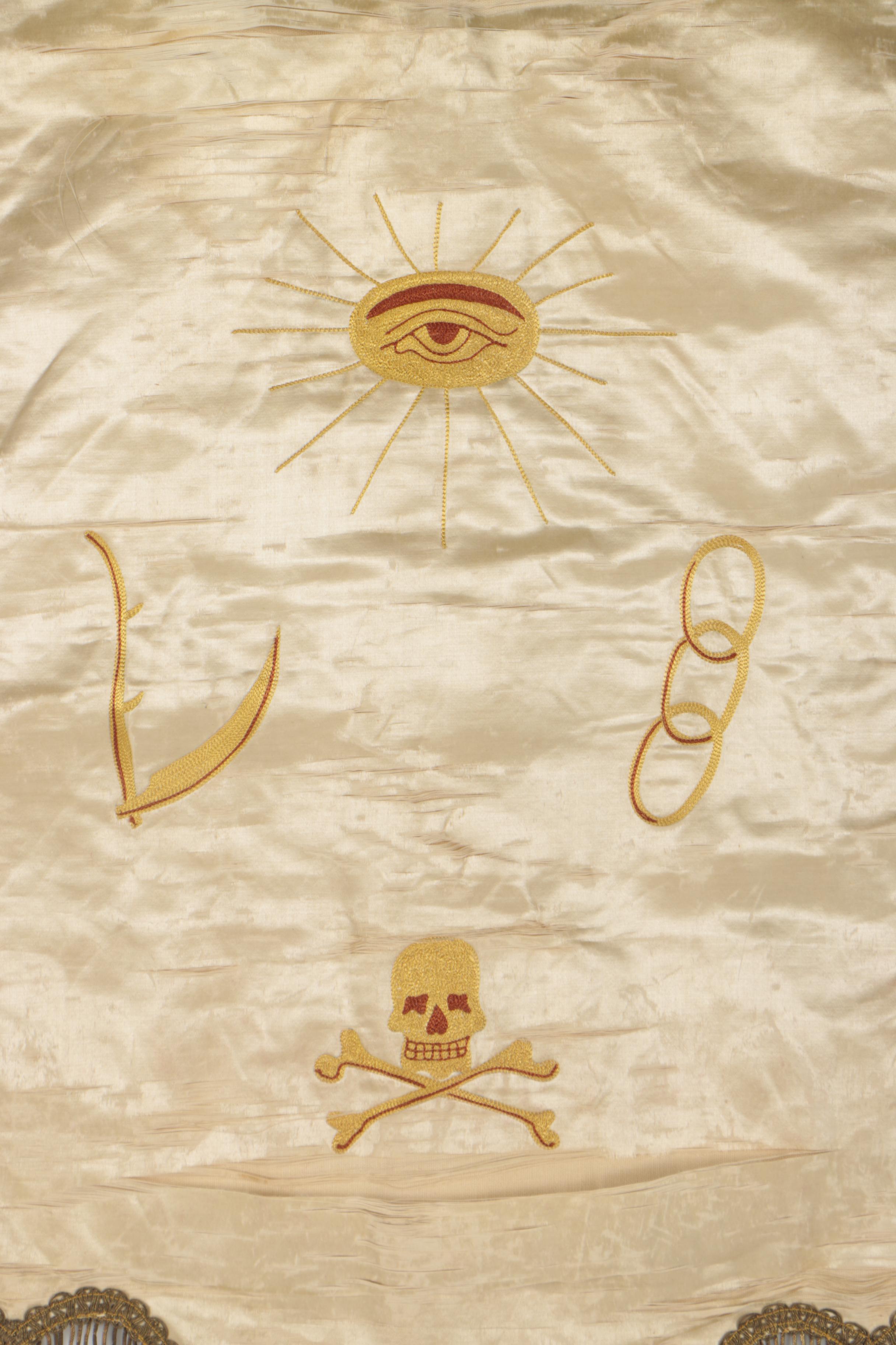 Vintage Odd Fellows Hanging Silk Banners with Embroidered Designs