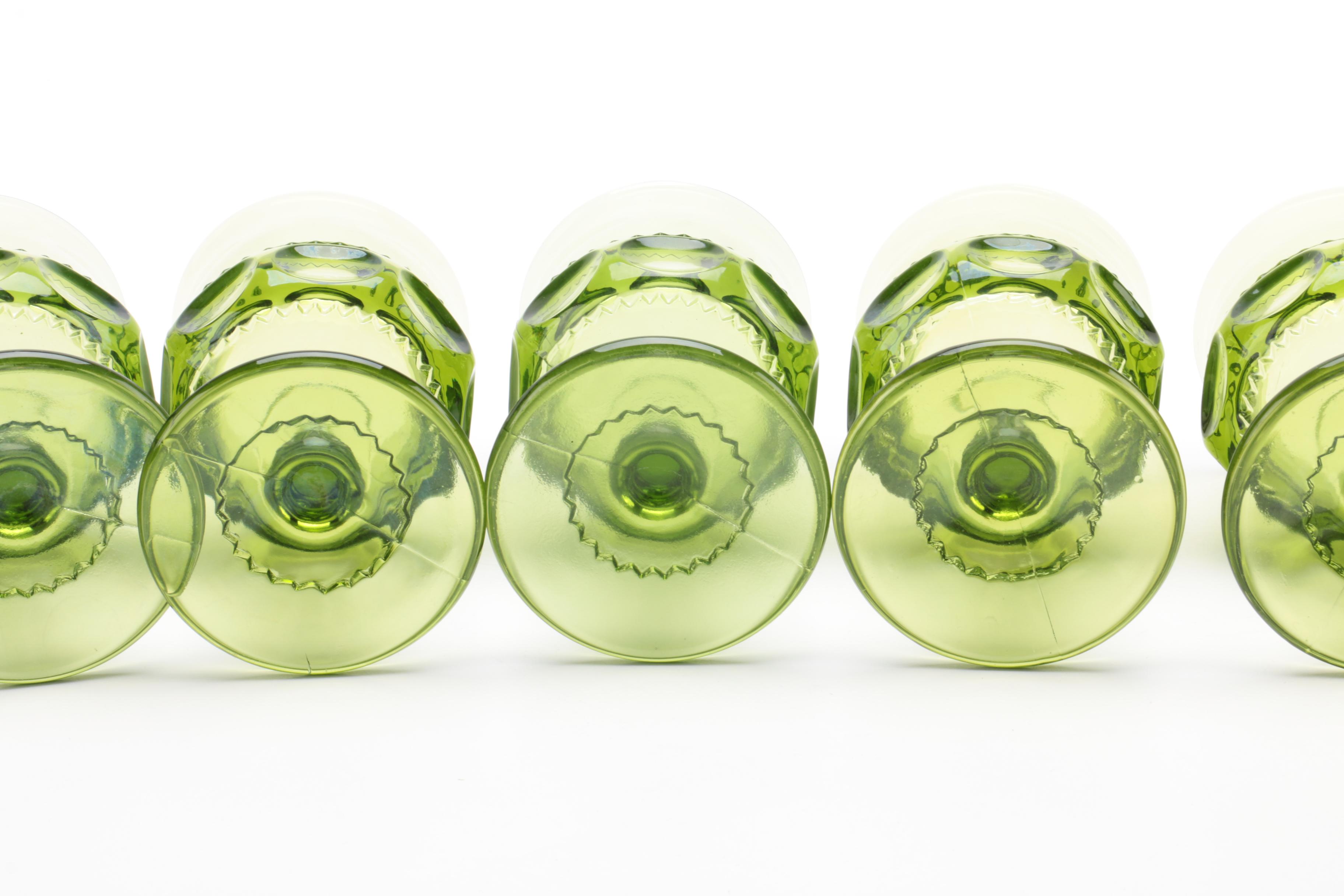 Vintage "King's Crown" Green Stemware