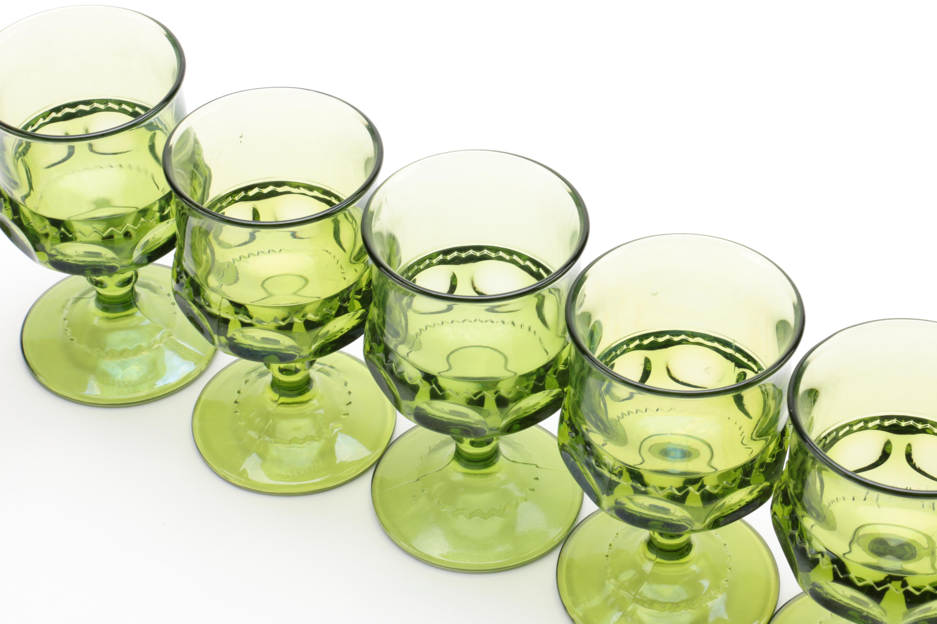 Vintage "King's Crown" Green Stemware