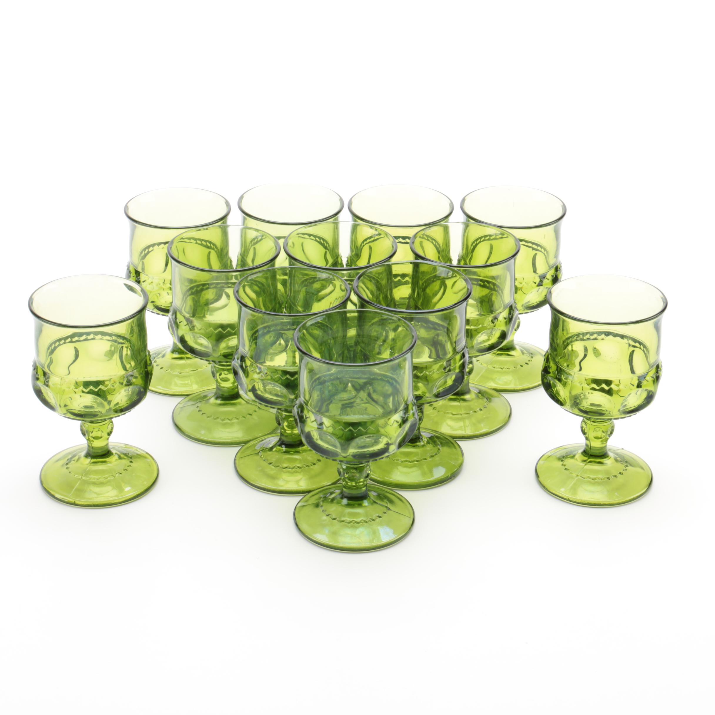 Vintage "King's Crown" Green Stemware