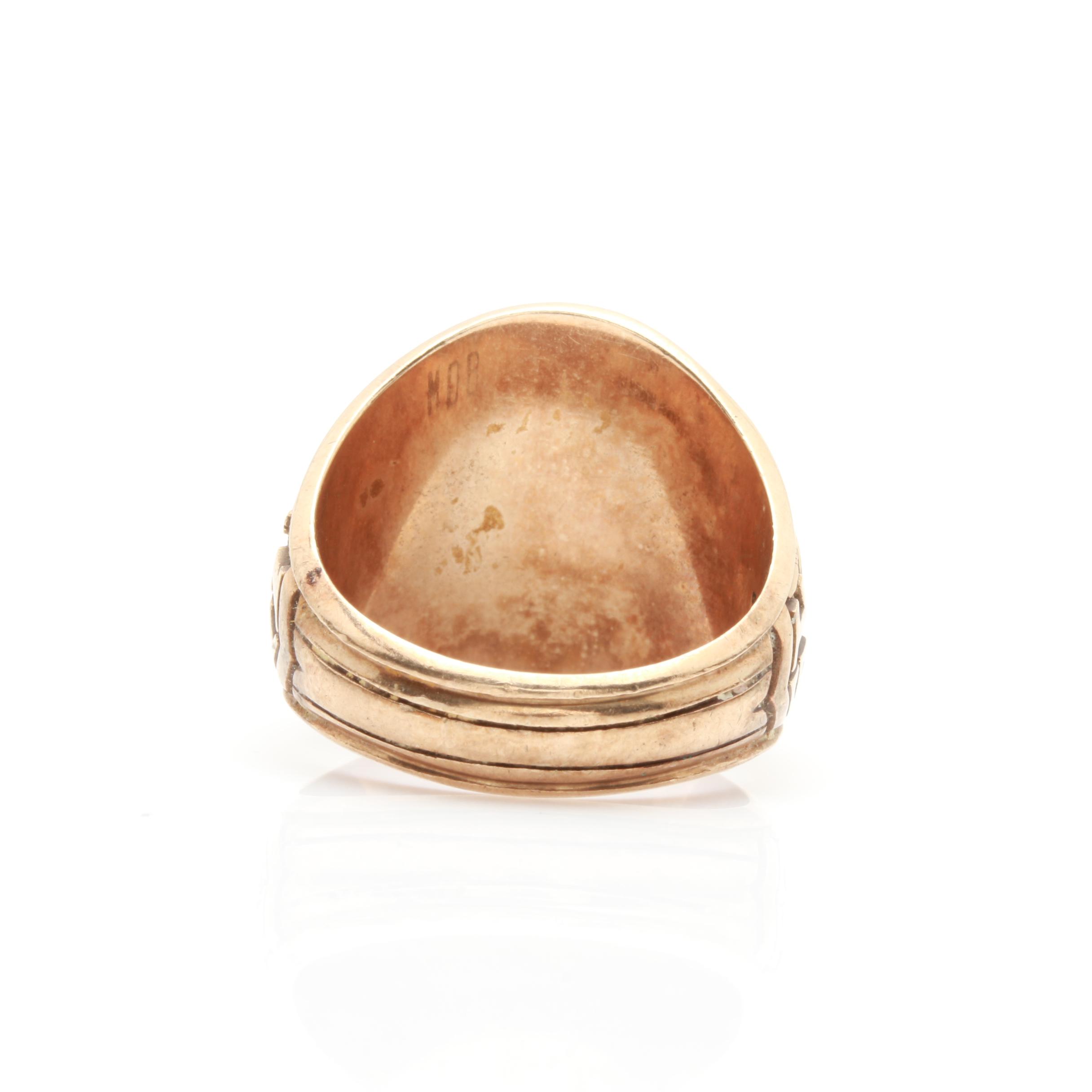 10K Yellow Gold Synthetic Blue Sapphire Yale University Class Ring