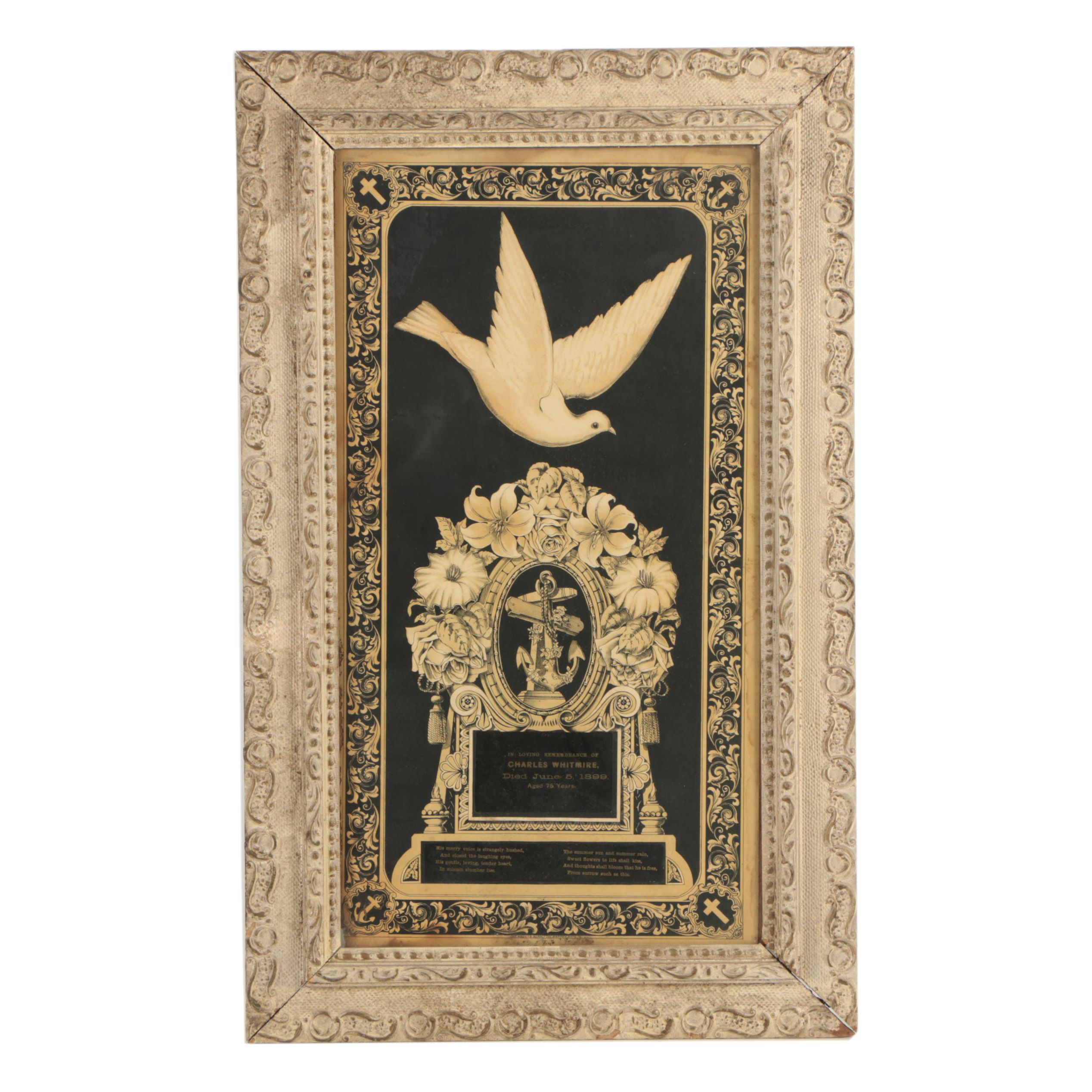 Antique Memorial Plaque for Charles Whitmire