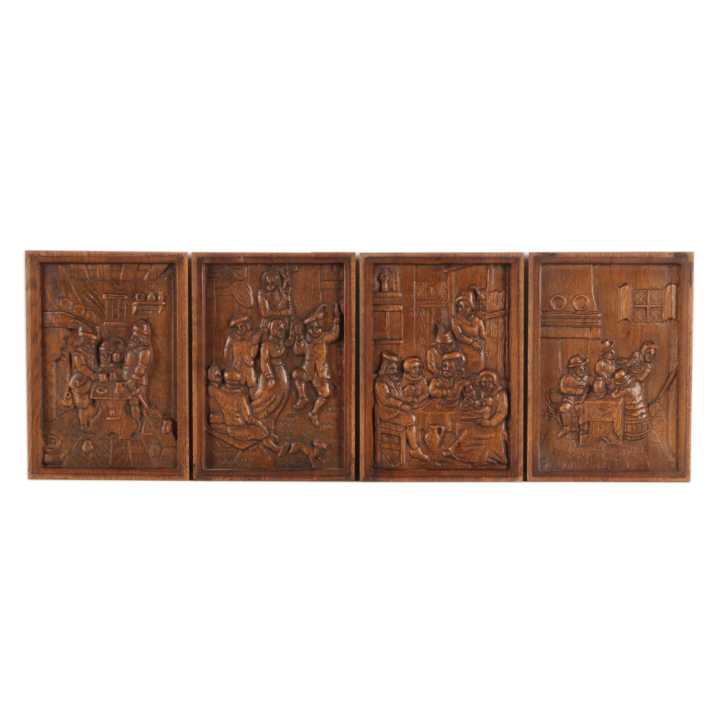 Carved Relief Panels of Tavern Scenes