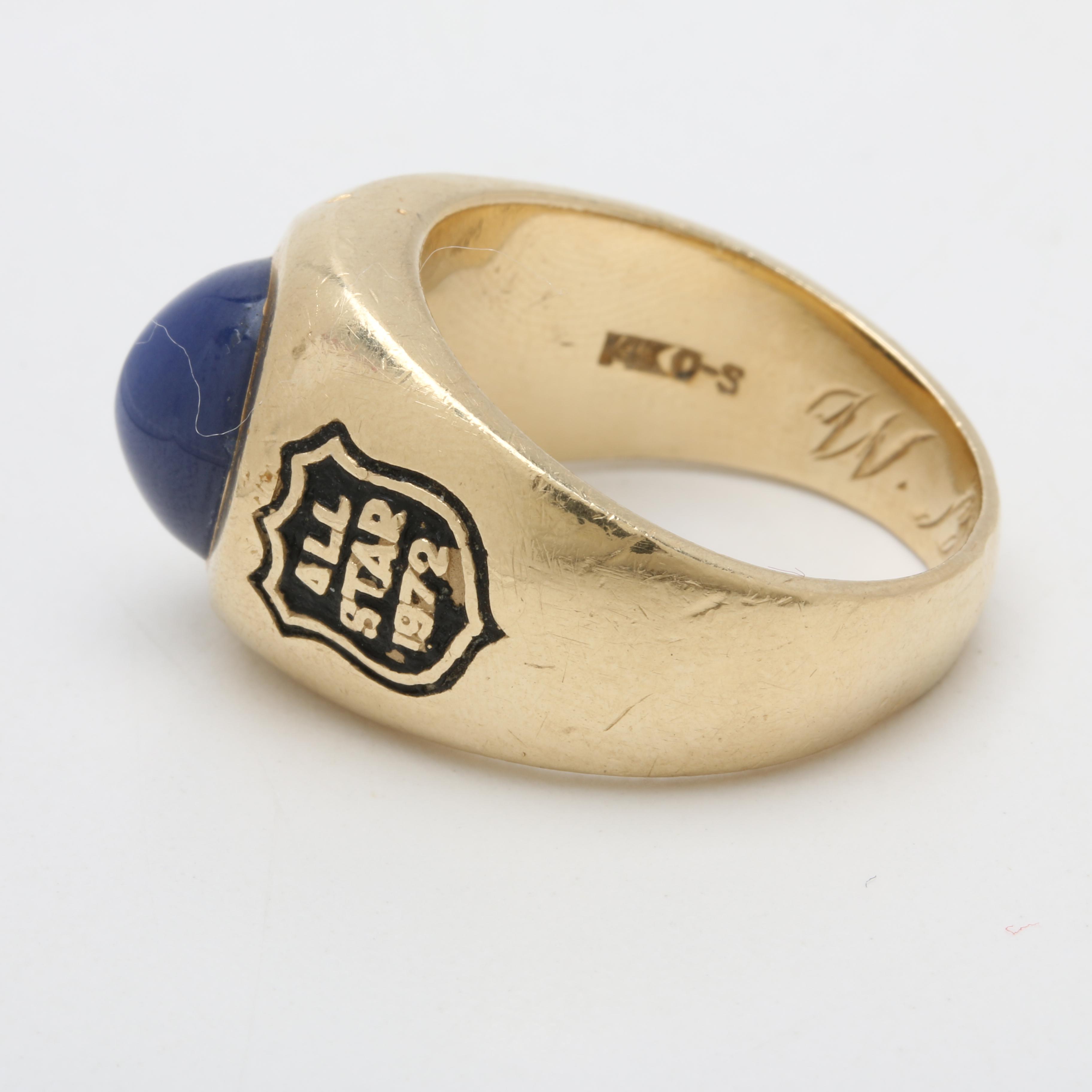 1972 National Hockey League All-Star 14K Yellow Gold Star Sapphire Ring