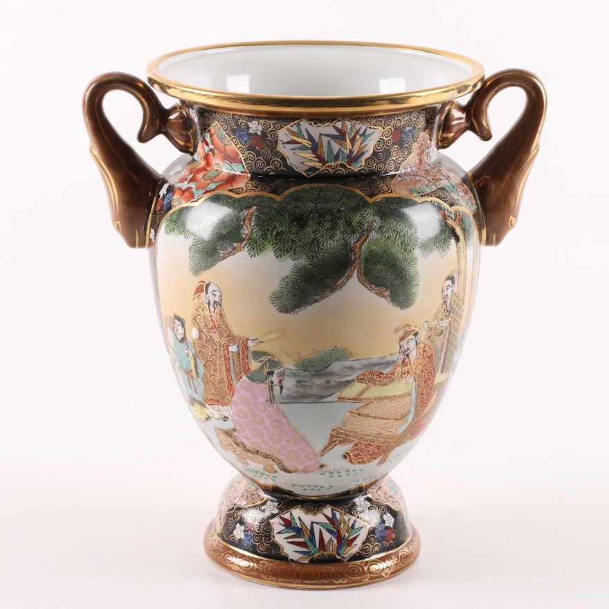 Chinese Satsuma Style Porcelain Vase with Figural Motif