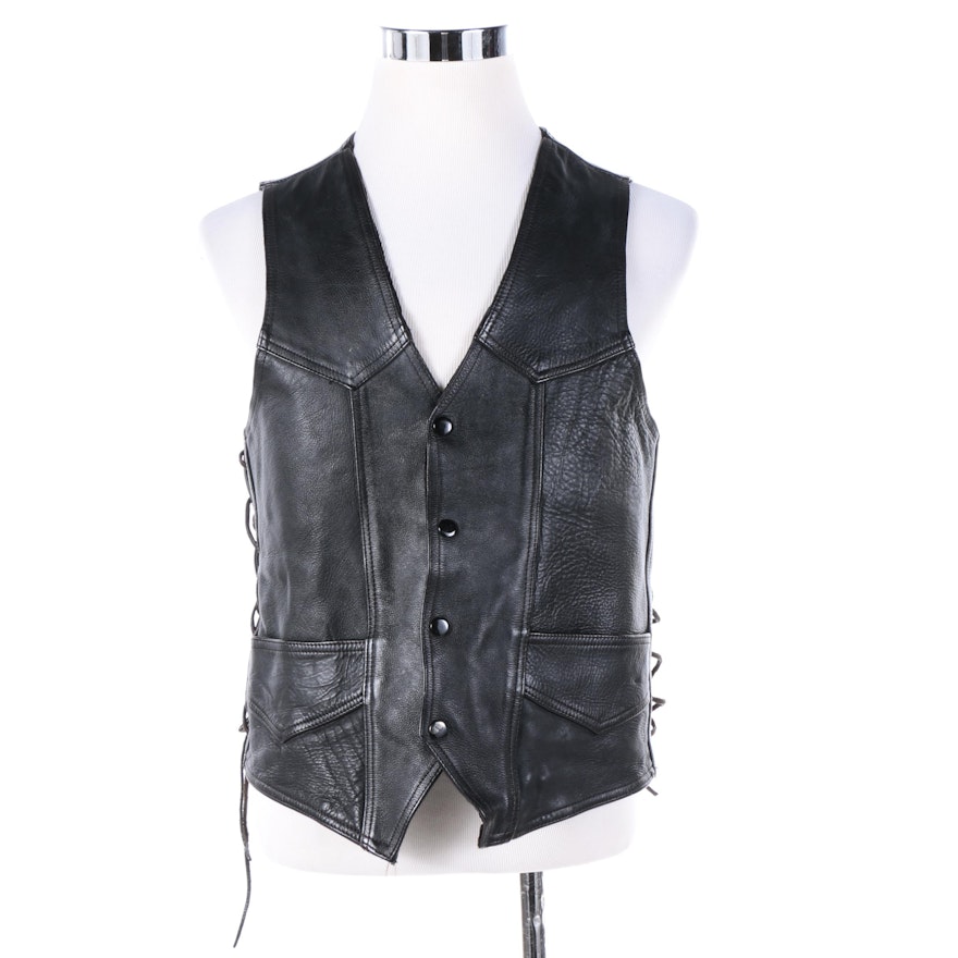 Women's Harley-Davidson Black Leather Vest with Eagle Applique