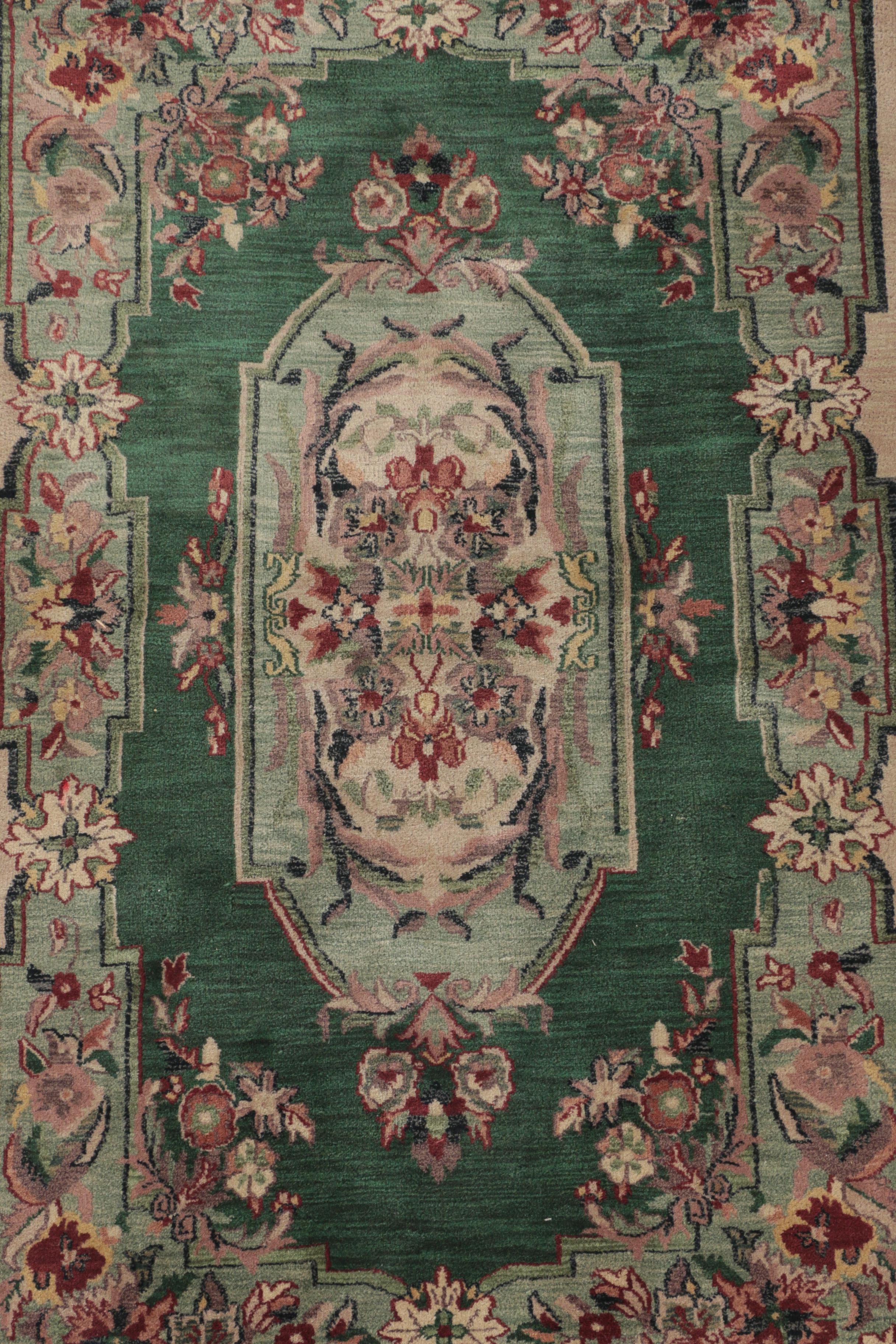 Hand-Knotted Indian "Aubusson" Wool Area Rug