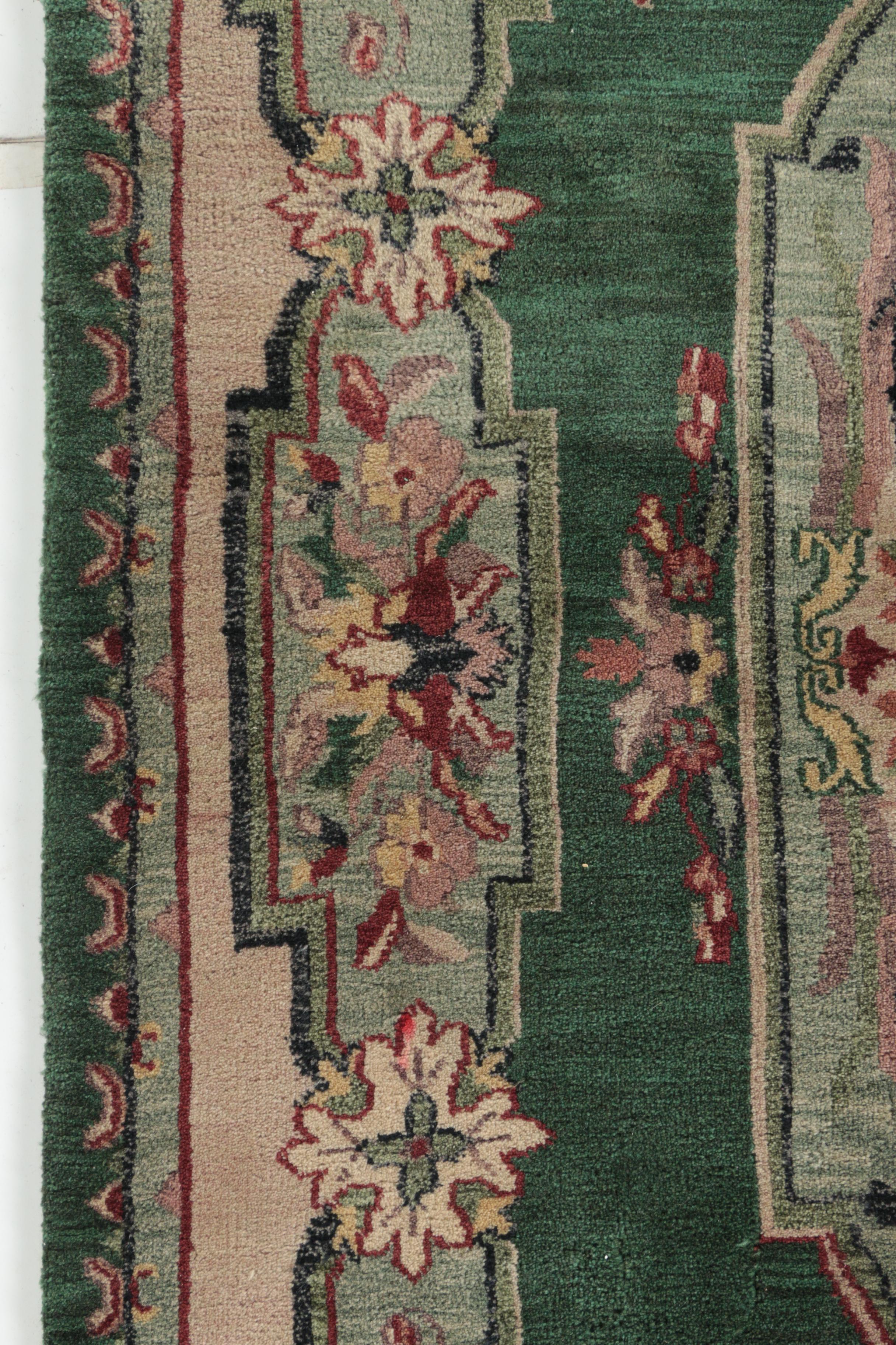 Hand-Knotted Indian "Aubusson" Wool Area Rug