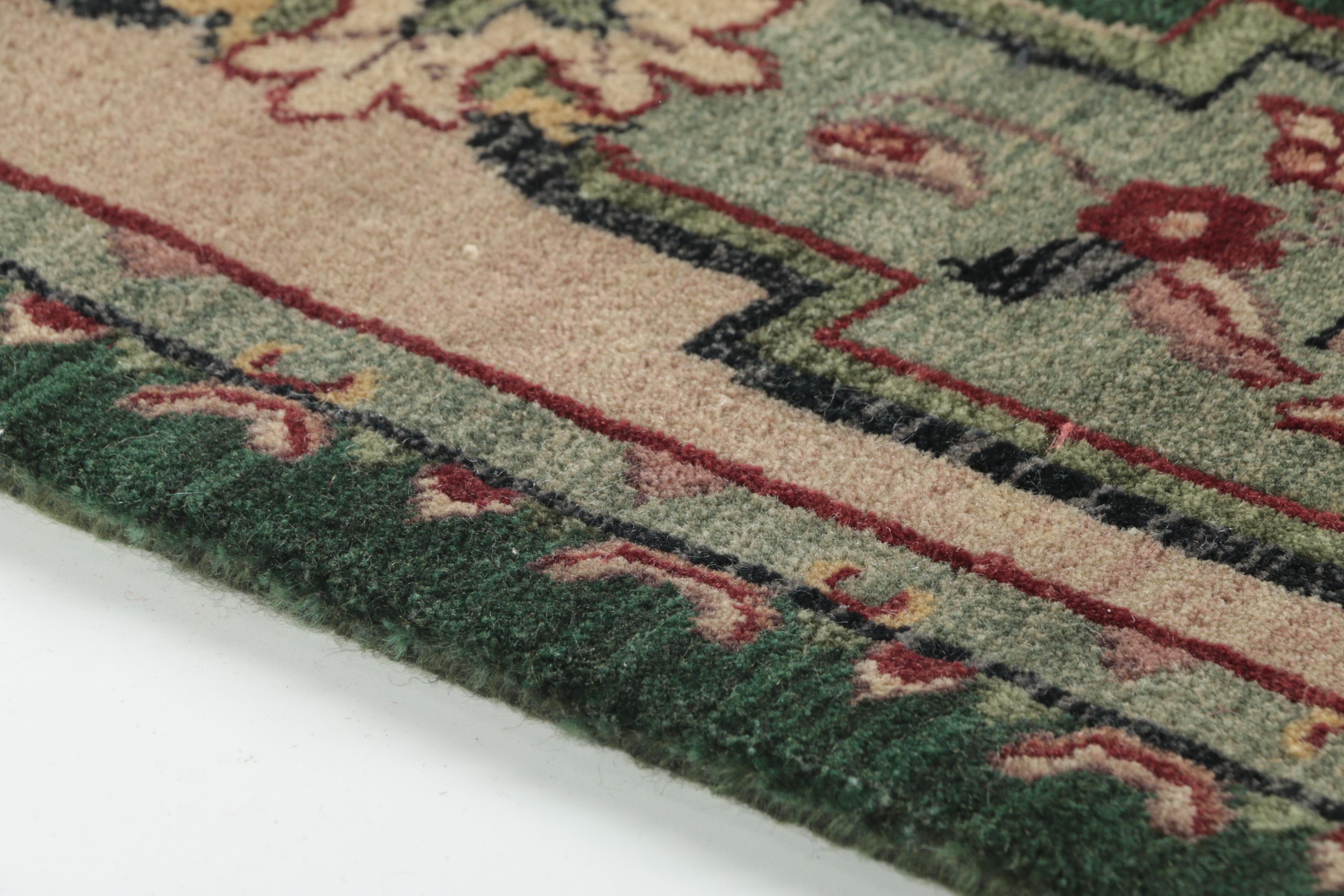 Hand-Knotted Indian "Aubusson" Wool Area Rug