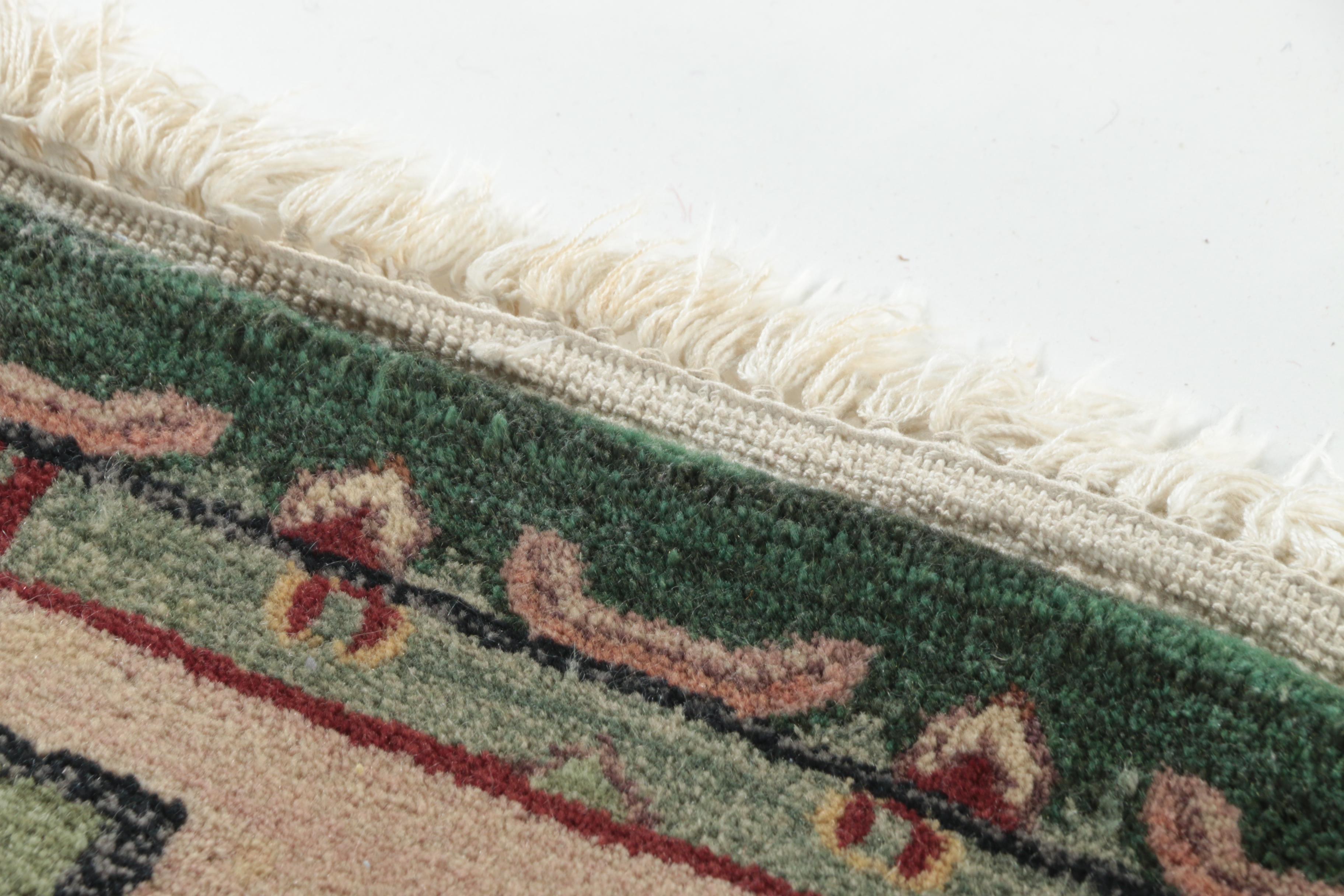 Hand-Knotted Indian "Aubusson" Wool Area Rug