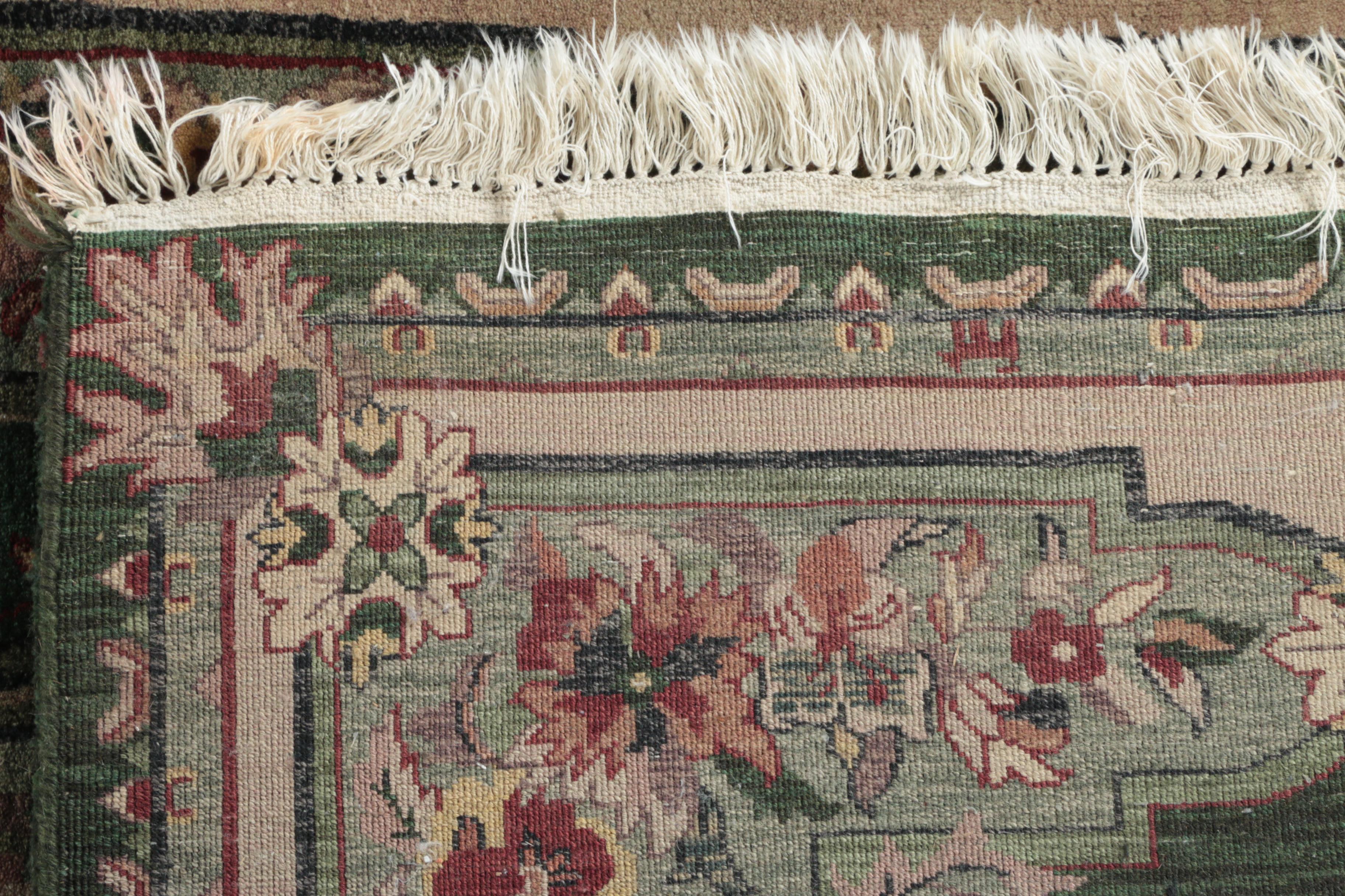 Hand-Knotted Indian "Aubusson" Wool Area Rug