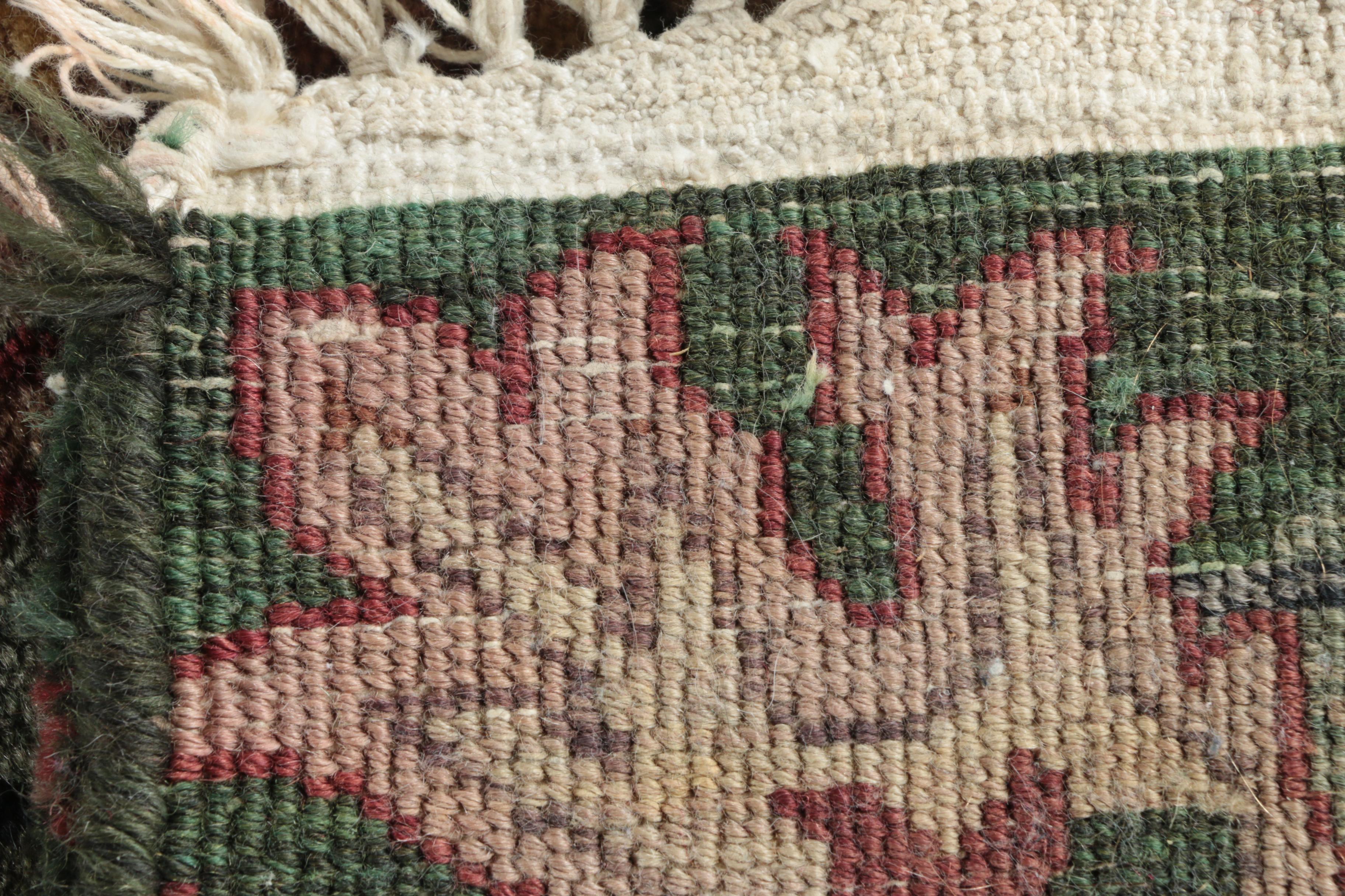 Hand-Knotted Indian "Aubusson" Wool Area Rug