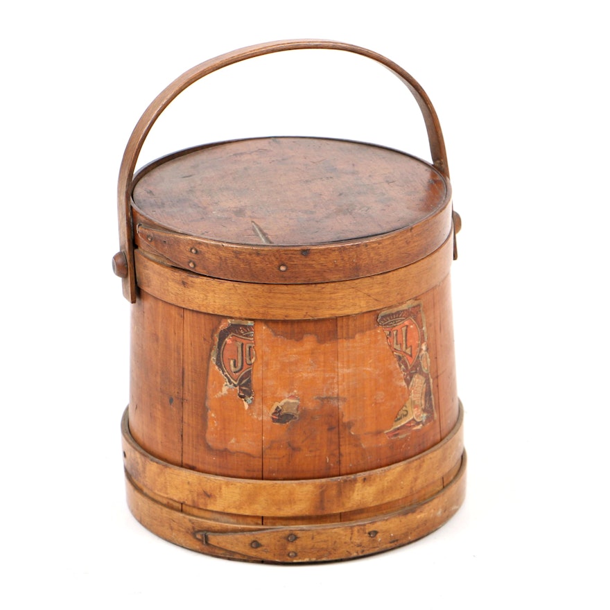 Antique Lidded Firkin by Ephraim Murdock, Jr., Late 19th Century