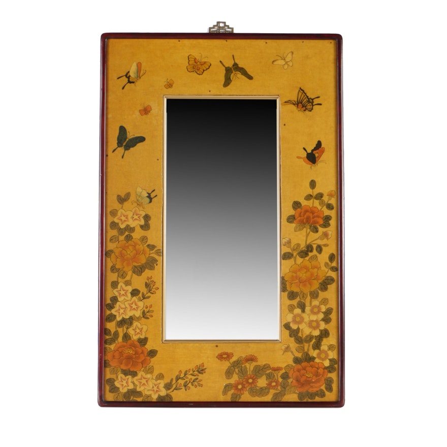 Decorative Floral and Butterfly Themed Wall Mirror